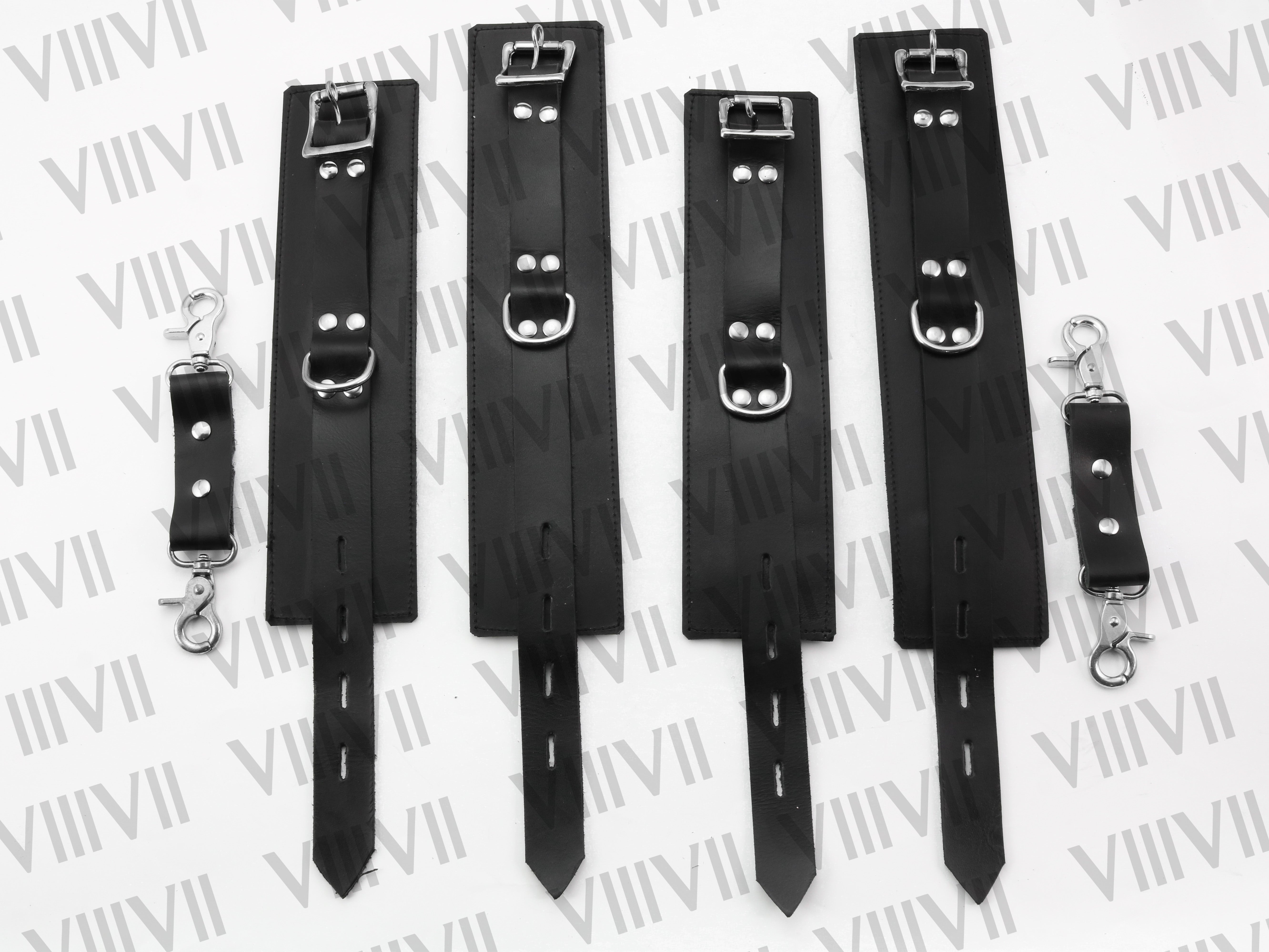 Genuine Leather Wrist Ankle Bondage Cuffs Set, Lockable BDSM Restraints, Fetish Restraint Cuffs for Submissive Play Roleplay
