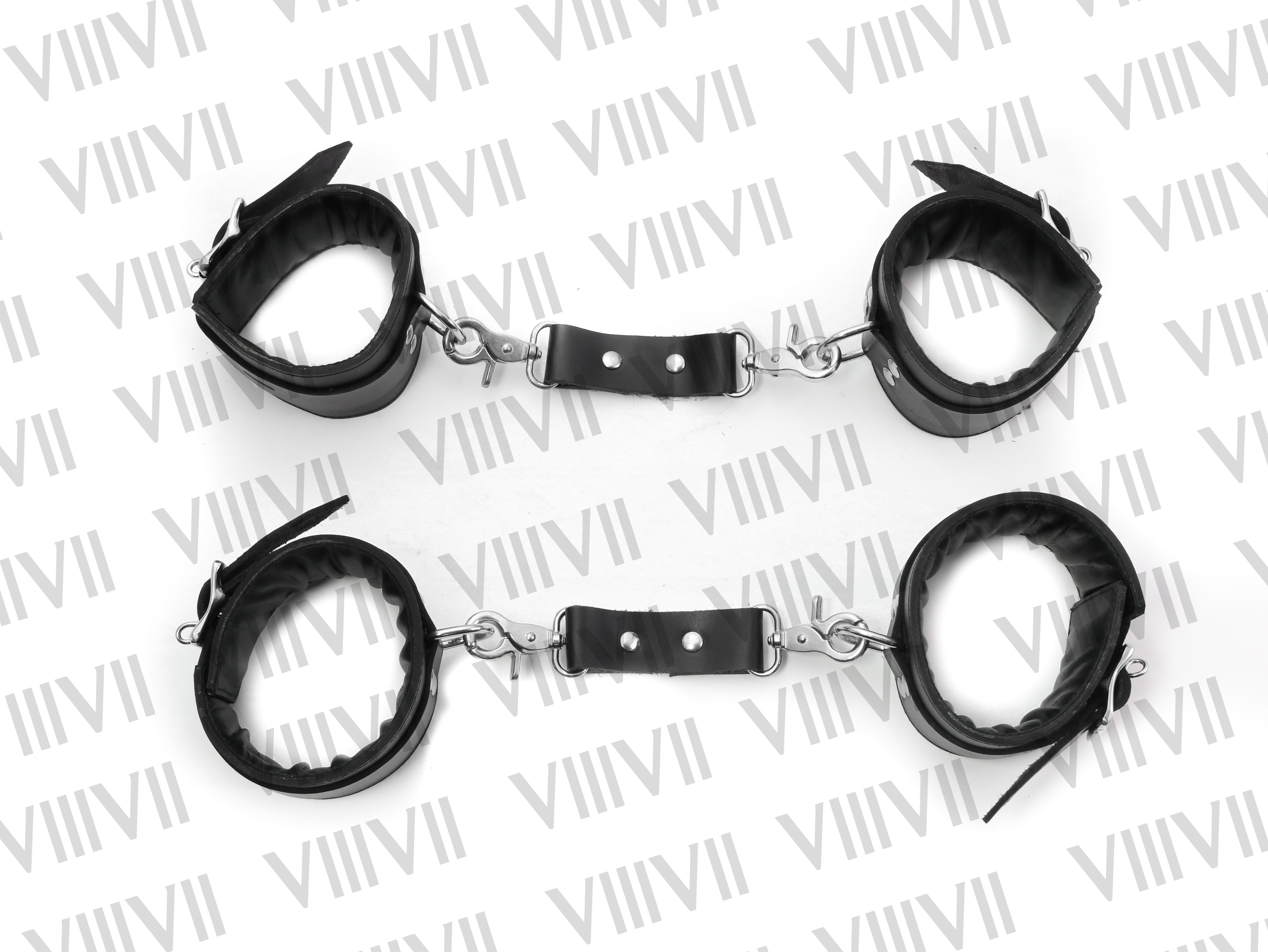 Genuine Leather Wrist Ankle Bondage Cuffs Set, Lockable BDSM Restraints, Fetish Restraint Cuffs for Submissive Play Roleplay