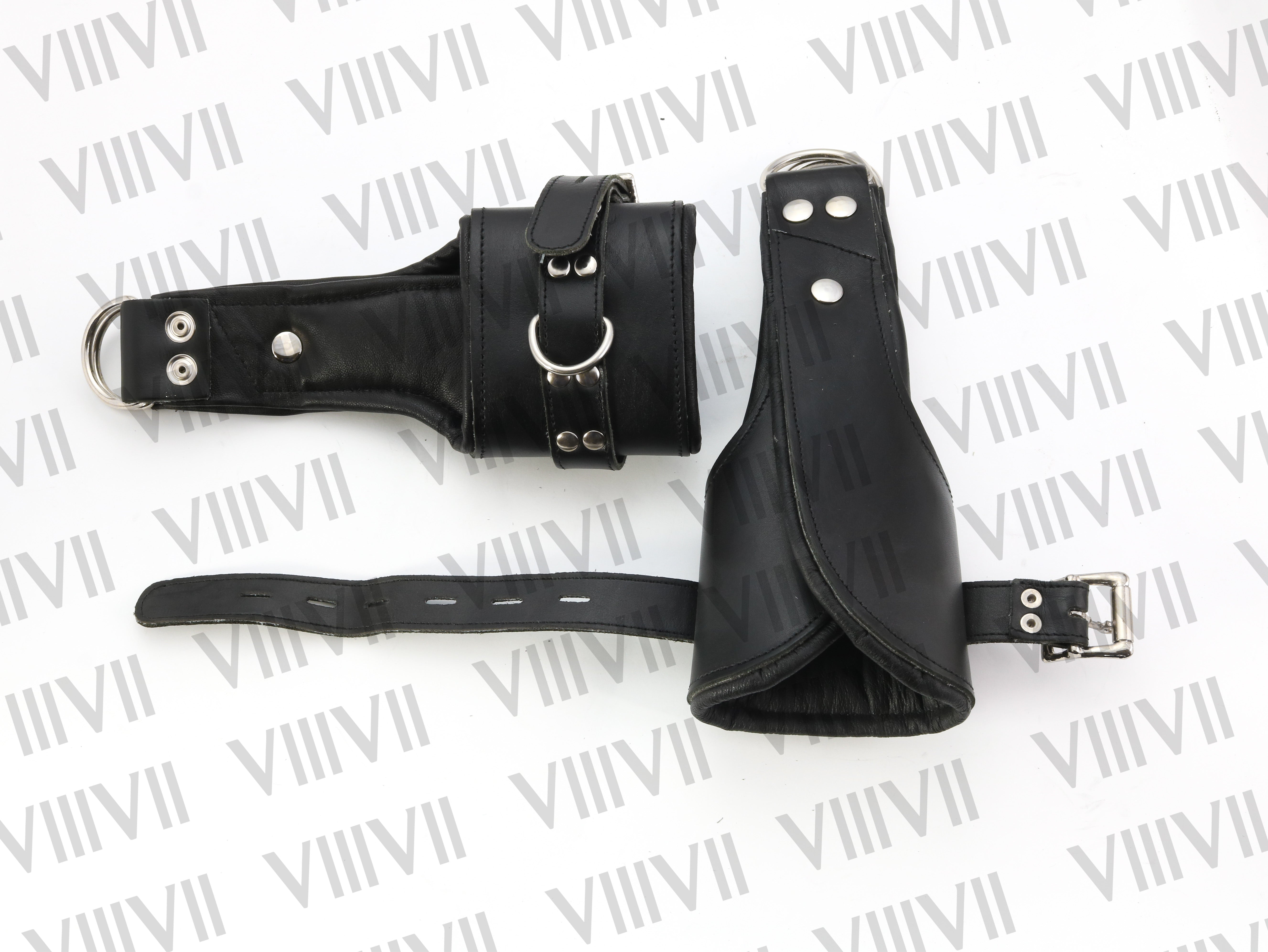 Genuine Cow Leather Wrist Cuffs – Soft Padded Handcuffs, BDSM 2-Piece Set, Adjustable Lockable Restraint Cuffs, Bondage Play Accessories