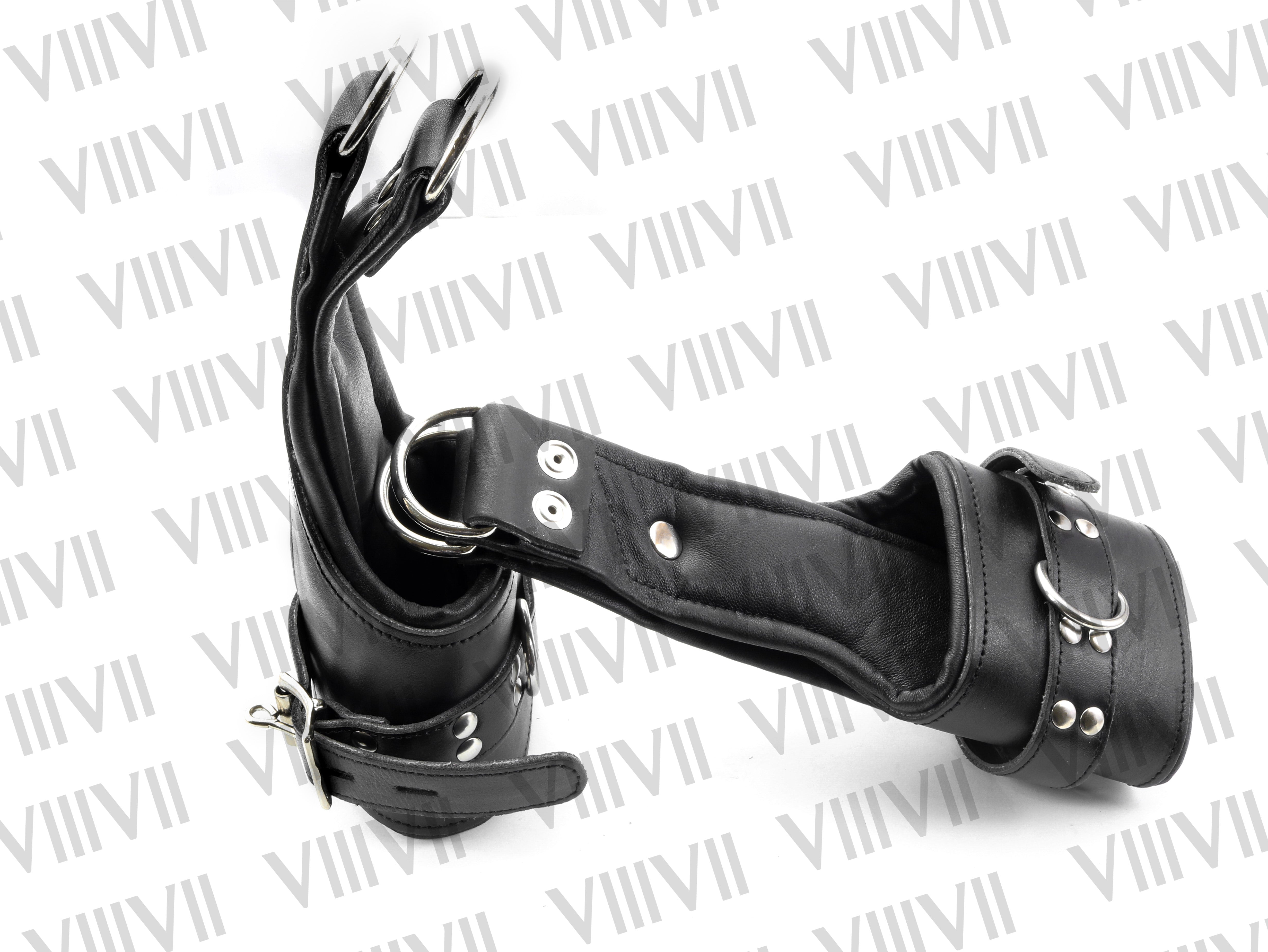 Genuine Cow Leather Wrist Cuffs – Soft Padded Handcuffs, BDSM 2-Piece Set, Adjustable Lockable Restraint Cuffs, Bondage Play Accessories