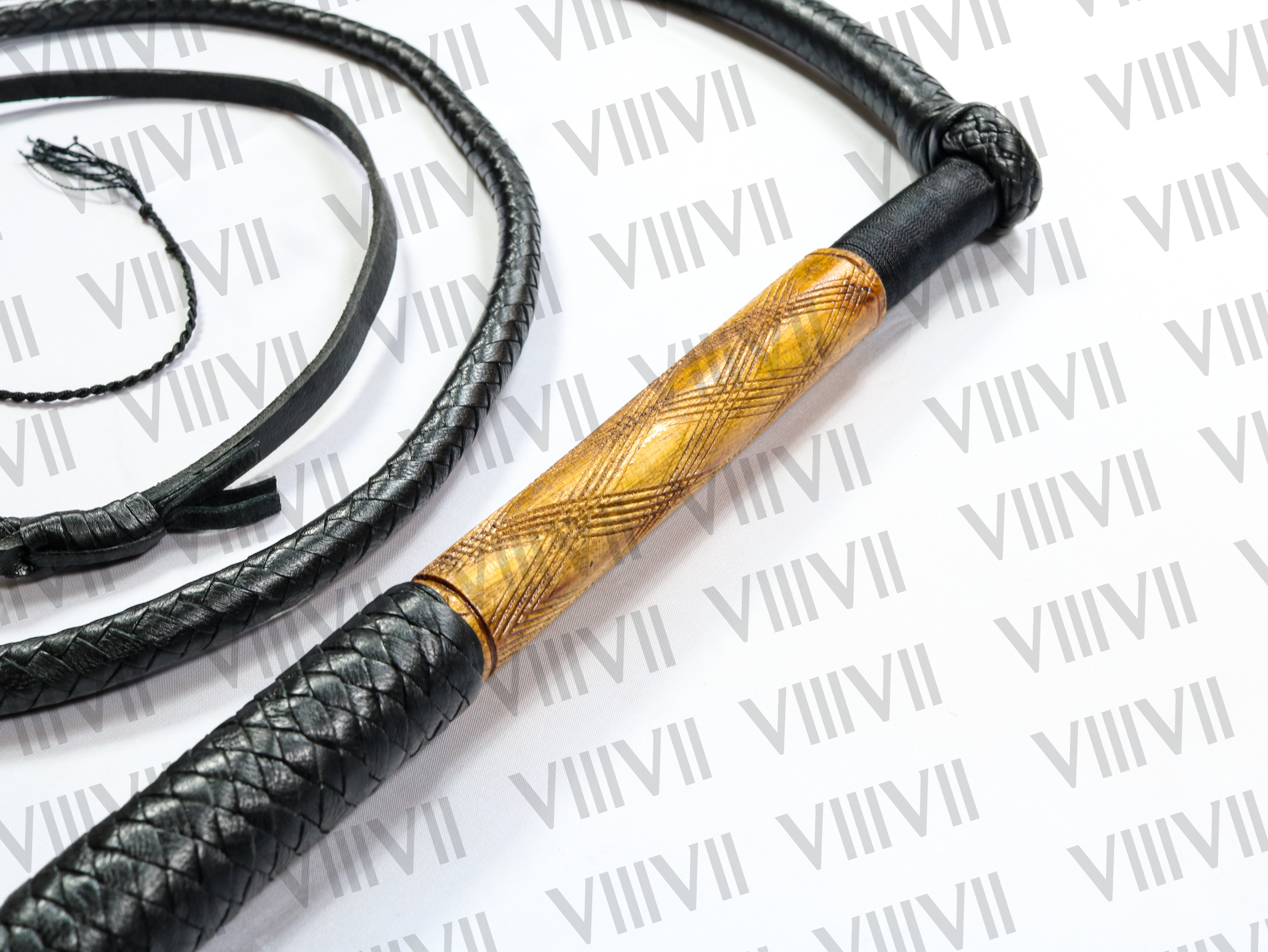 Australian Genuine Leather Stock Whip Black 8ft Long, Bamboo Wood Handle, Handcrafted Cowhide Stock whip, Equestrian & Rodeo Training Whip