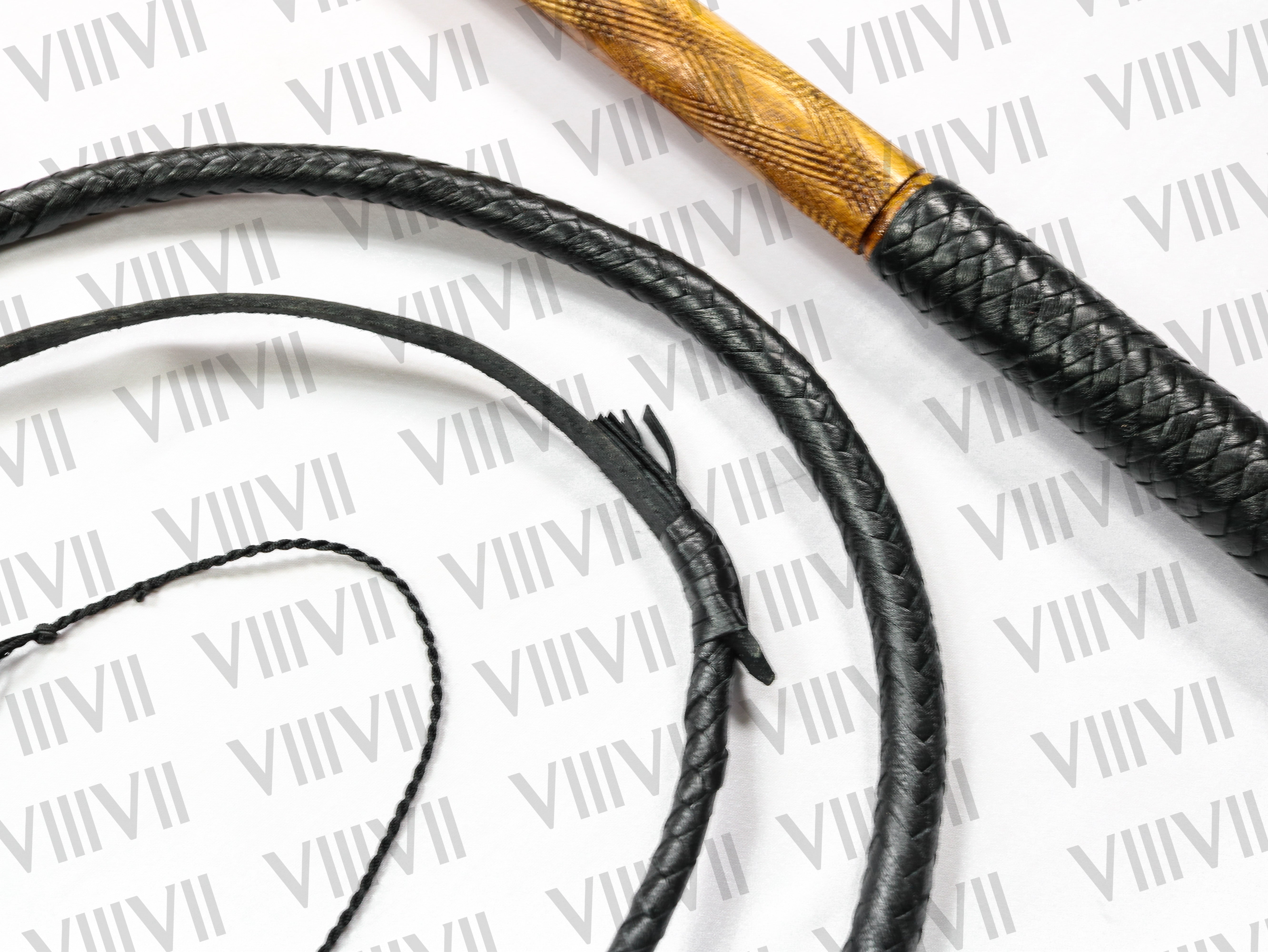 Australian Genuine Leather Stock Whip Black 8ft Long, Bamboo Wood Handle, Handcrafted Cowhide Stock whip, Equestrian & Rodeo Training Whip