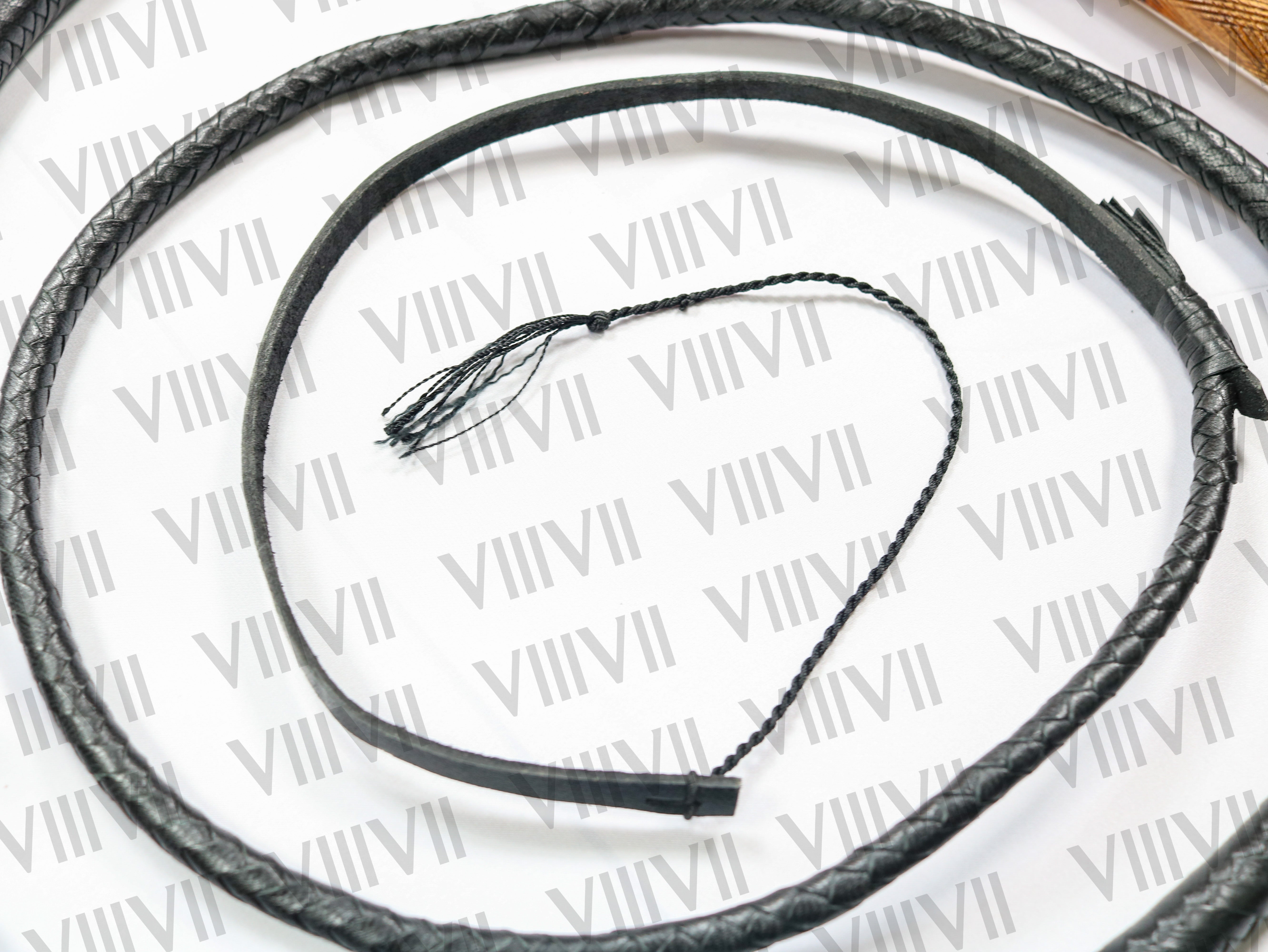 Australian Genuine Leather Stock Whip Black 8ft Long, Bamboo Wood Handle, Handcrafted Cowhide Stock whip, Equestrian & Rodeo Training Whip