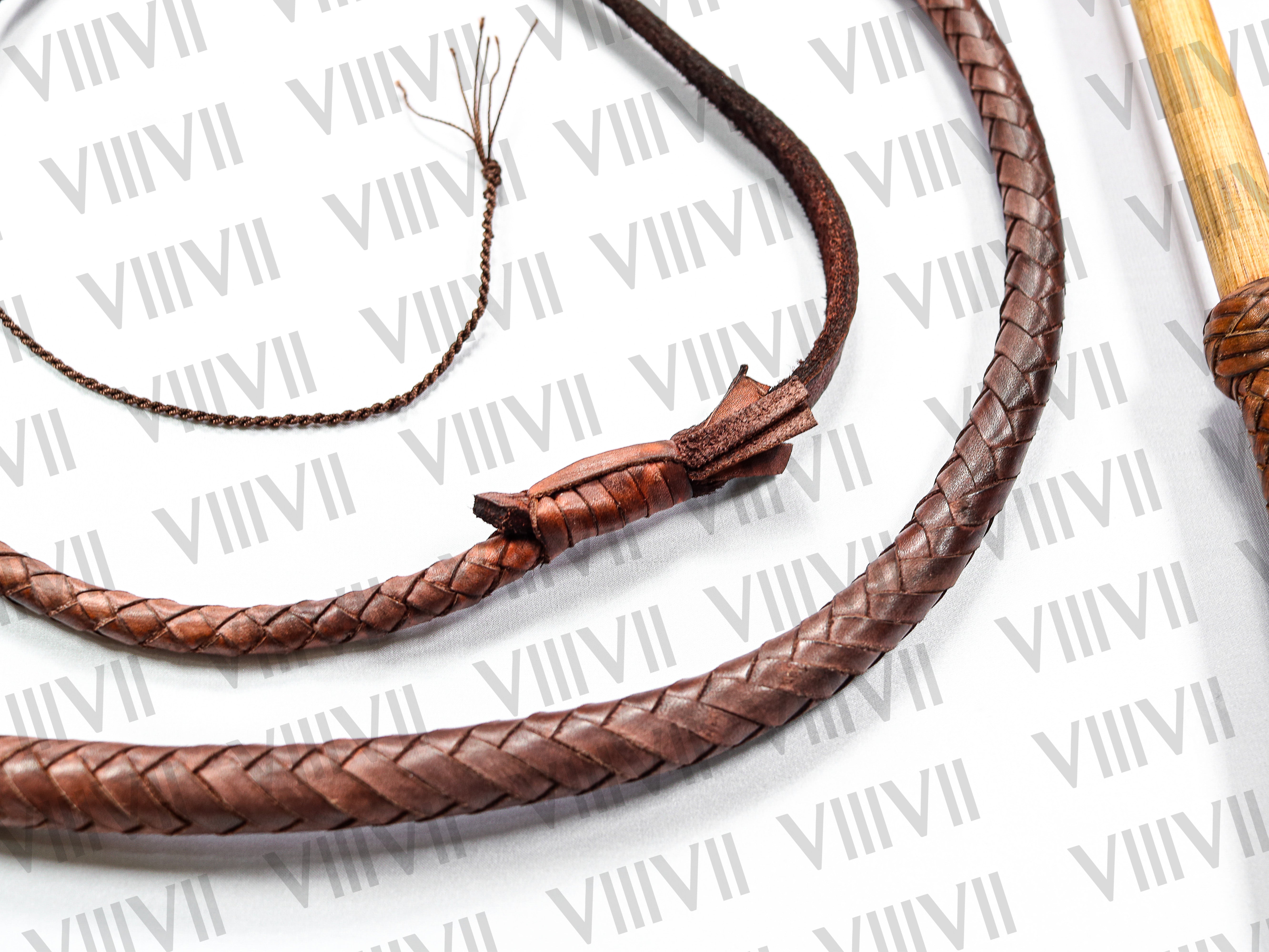 Australian Genuine Leather Stock Whip Brown 8ft Long, Bamboo Wood Handle, Handcrafted Cowhide Stock whip, Equestrian & Rodeo Training Whip
