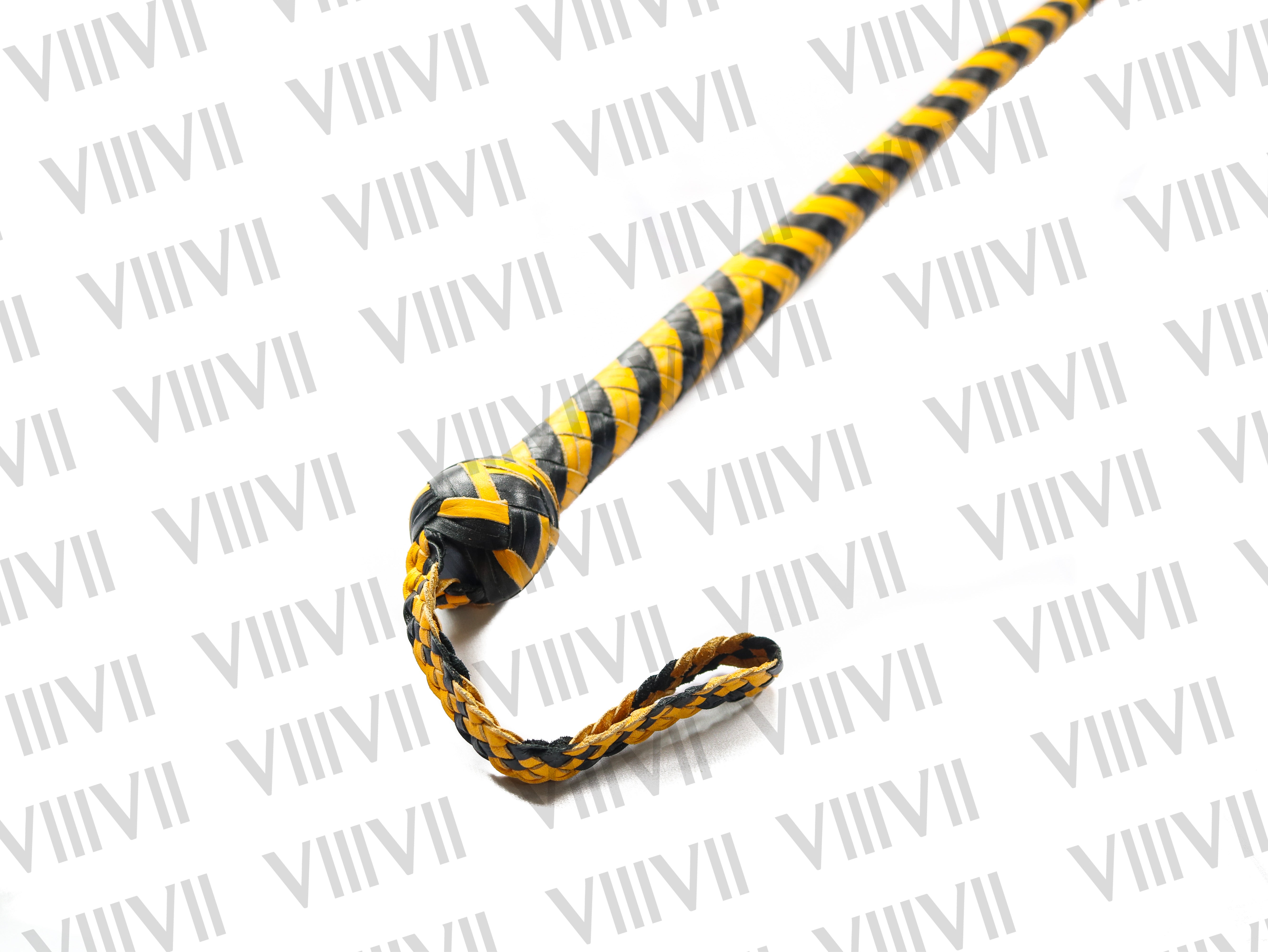 3ft Real Leather Dragon Whip Single Tail Snake Bullwhip, 16 Plaits, Handcrafted Equestrian Whip, Rodeo Training, Performance Whip