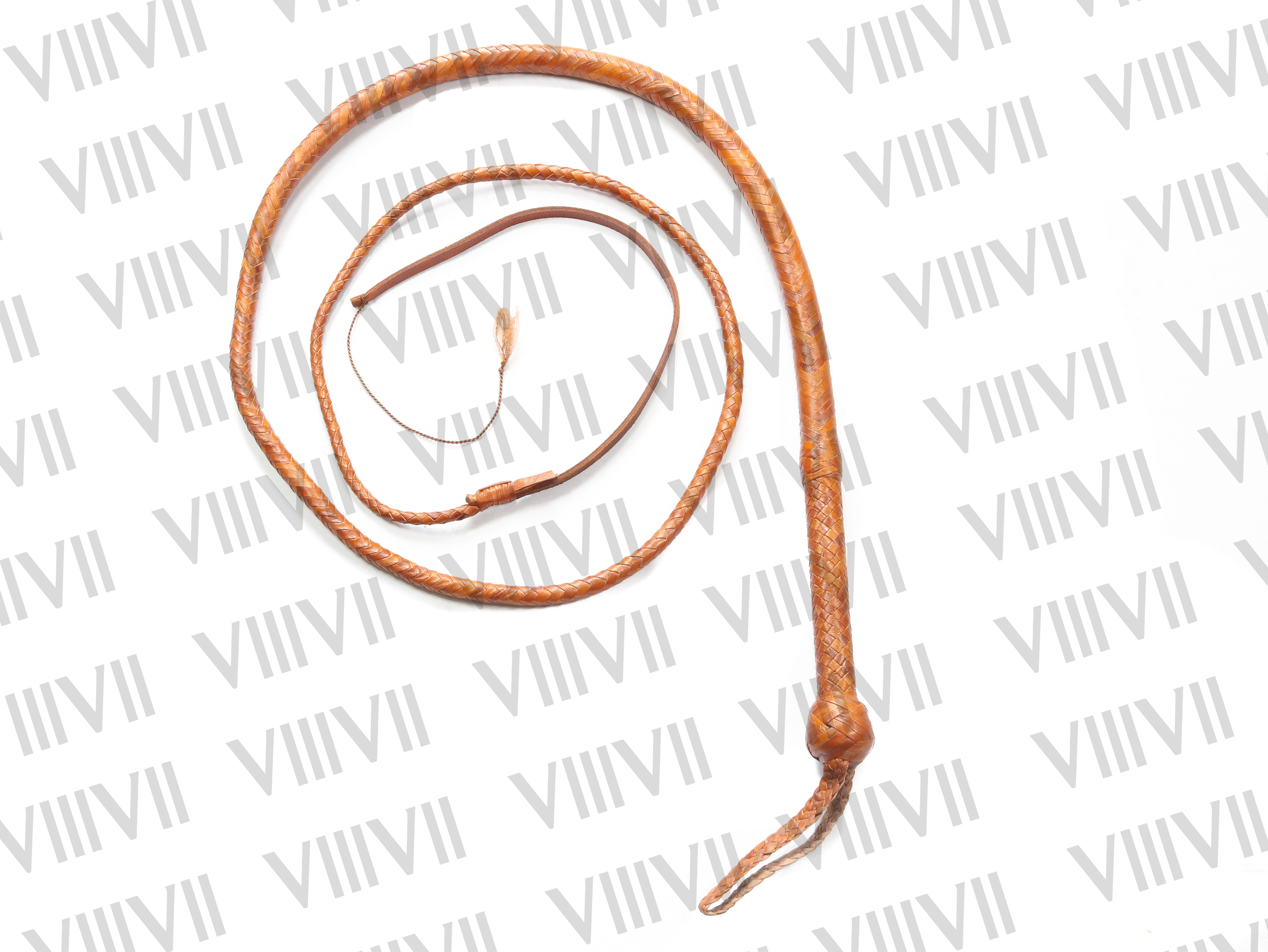 8ft Kangaroo Leather Bullwhip Natural Tan & Brown, 12/16 Plait, Handcrafted Aussie Whip, Indiana Jones Style, Real Hide Bullwhip