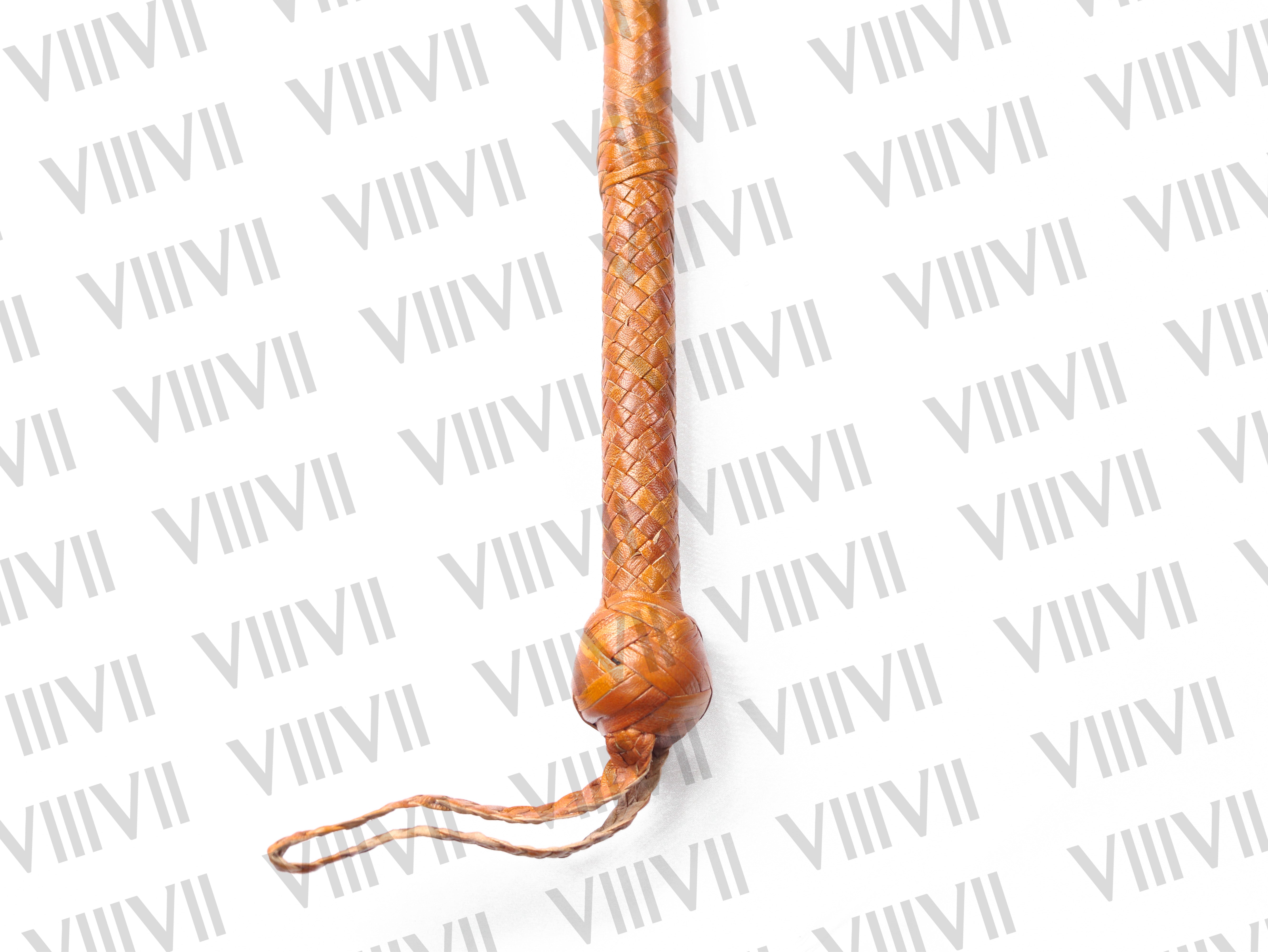 8ft Kangaroo Leather Bullwhip Natural Tan & Brown, 12/16 Plait, Handcrafted Aussie Whip, Indiana Jones Style, Real Hide Bullwhip