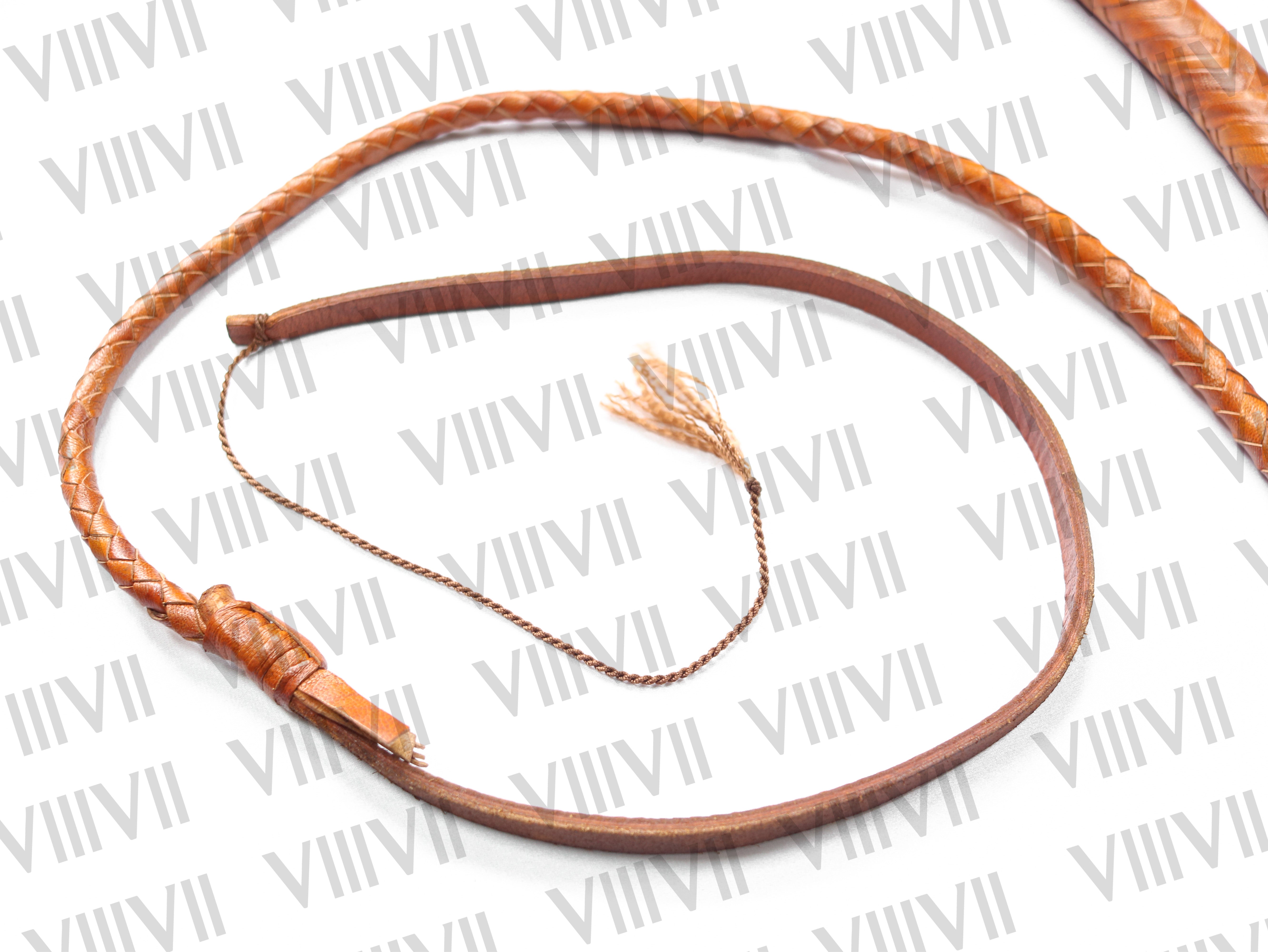 8ft Kangaroo Leather Bullwhip Natural Tan & Brown, 12/16 Plait, Handcrafted Aussie Whip, Indiana Jones Style, Real Hide Bullwhip
