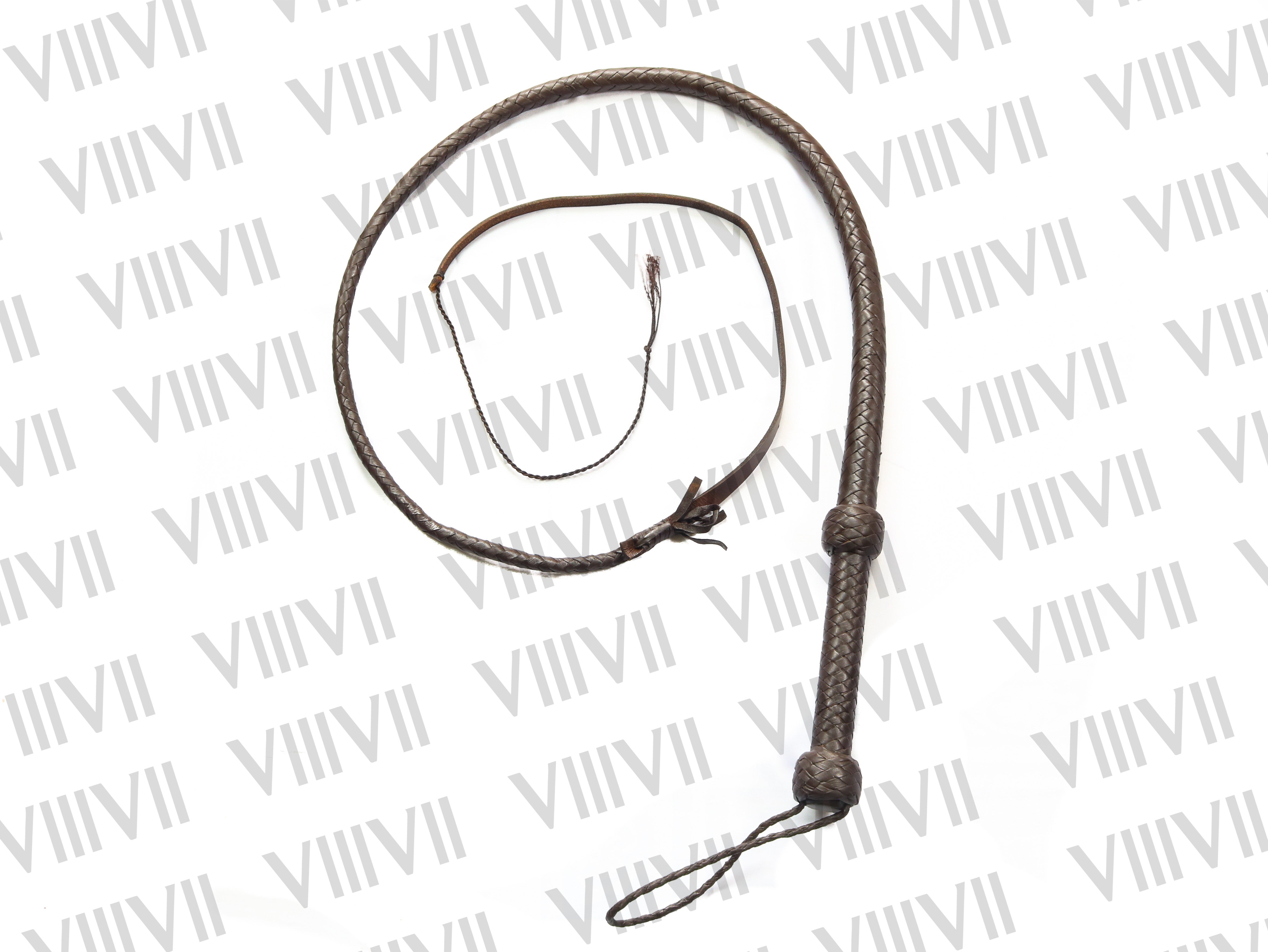 Brown Cow Hide Leather Bull Whip 4ft to 10ft, 12 Plaits Black Indiana Jones Style Handmade Cracking Whip for Training Performance & Cracking