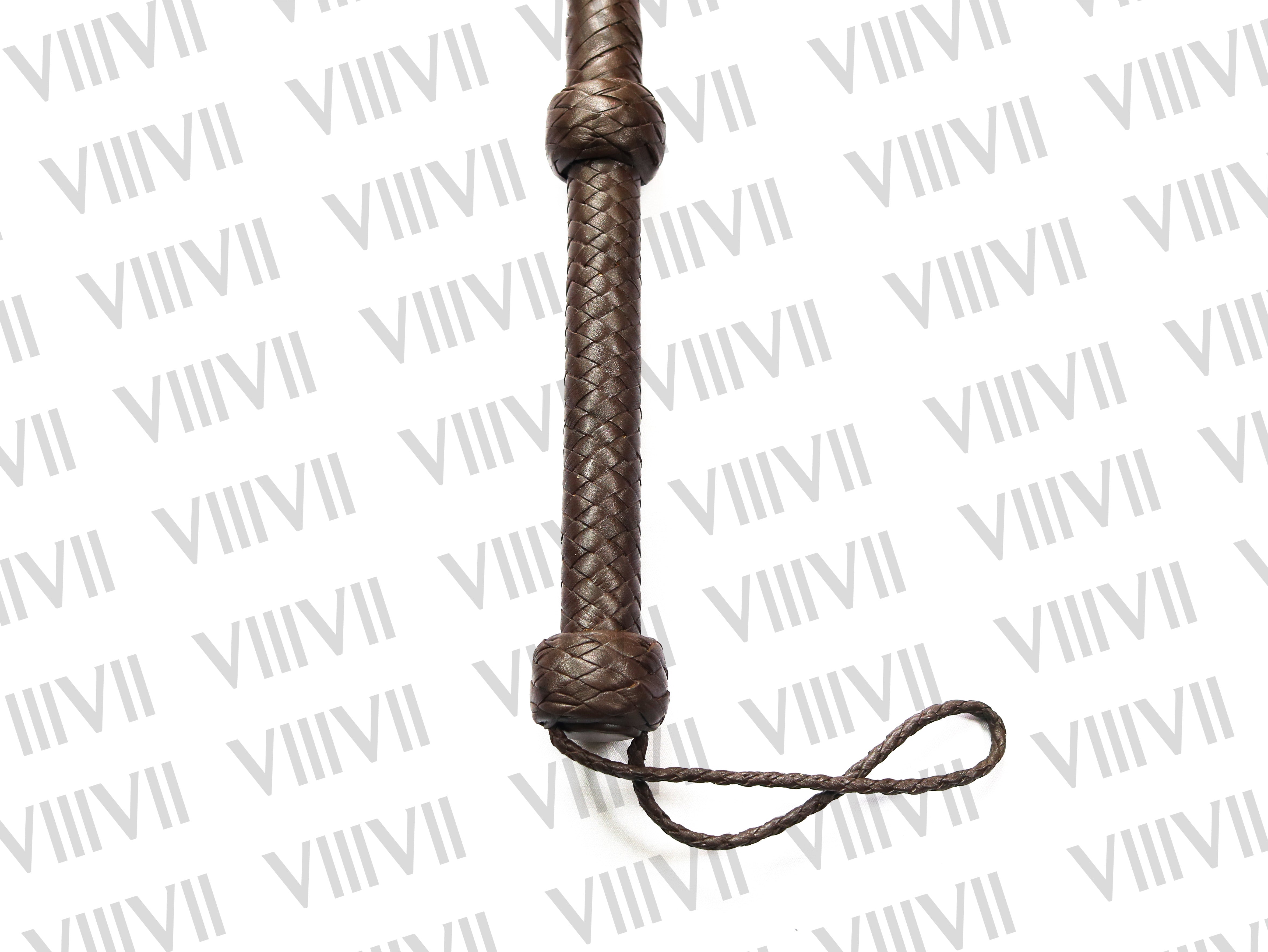 Brown Cow Hide Leather Bull Whip 4ft to 10ft, 12 Plaits Black Indiana Jones Style Handmade Cracking Whip for Training Performance & Cracking