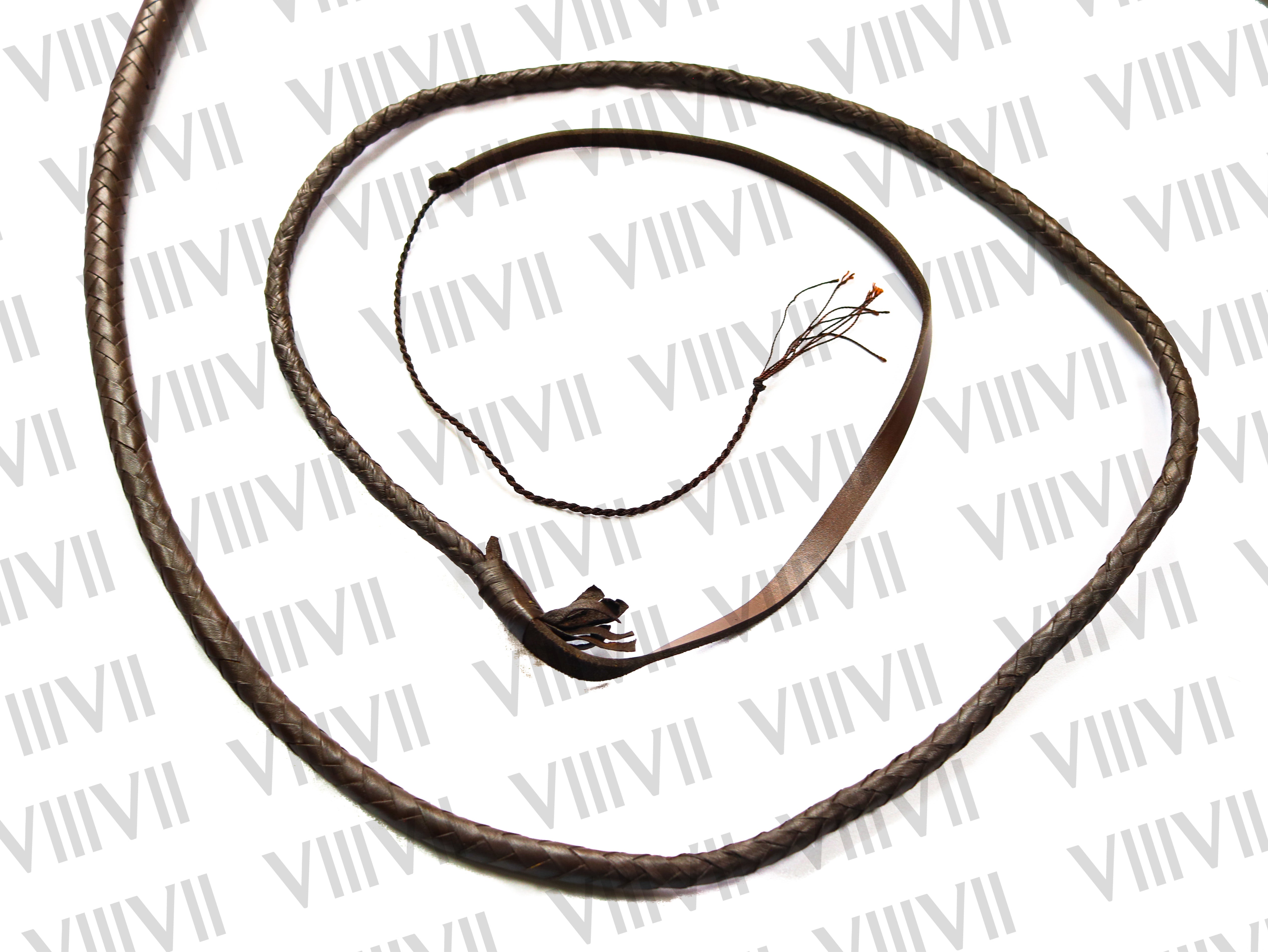 Brown Cow Hide Leather Bull Whip 4ft to 10ft, 12 Plaits Black Indiana Jones Style Handmade Cracking Whip for Training Performance & Cracking