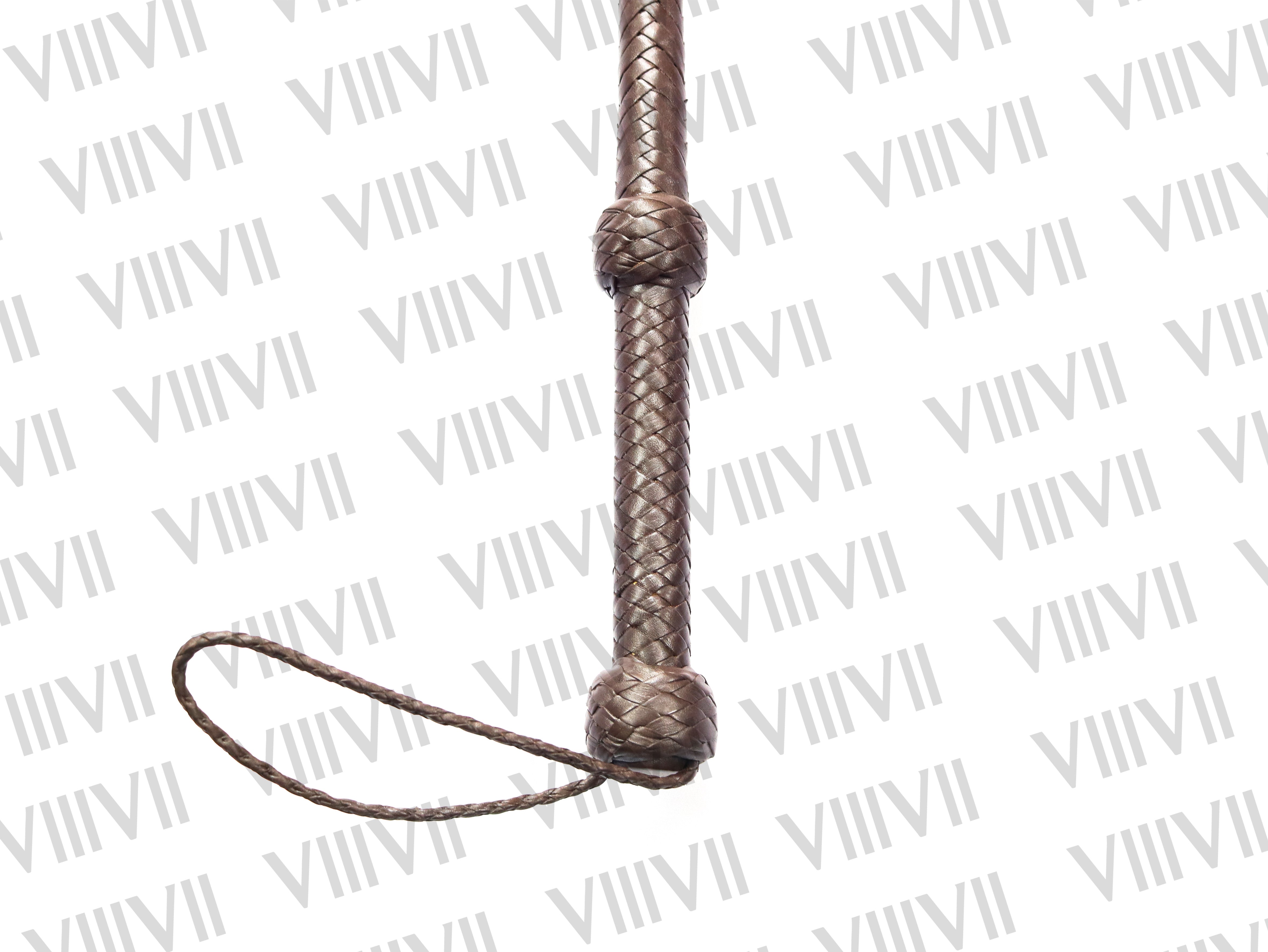 Brown Cow Hide Leather Bull Whip 4ft to 10ft, 12 Plaits Black Indiana Jones Style Handmade Cracking Whip for Training Performance & Cracking