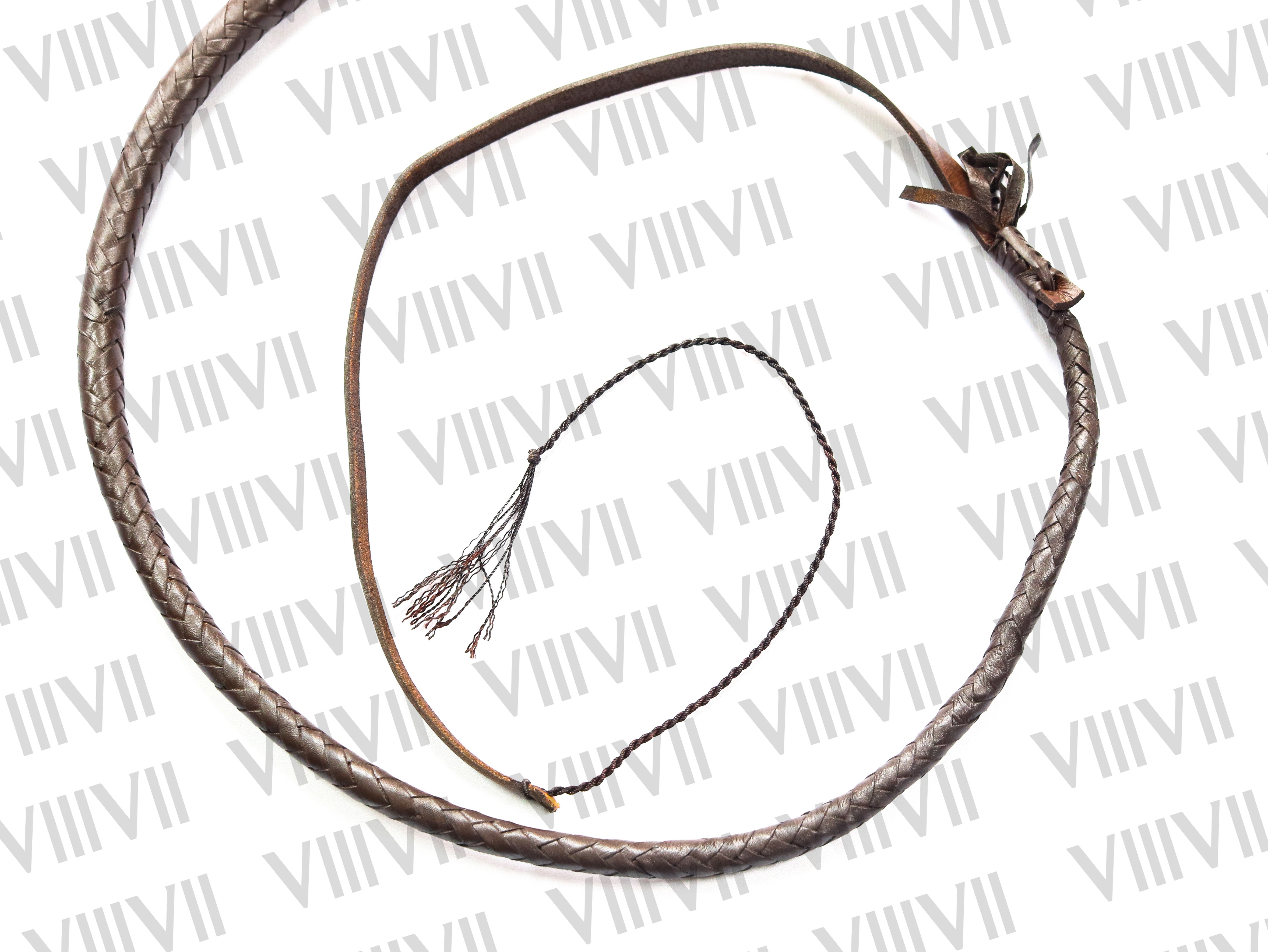 Brown Cow Hide Leather Bull Whip 4ft to 10ft, 12 Plaits Black Indiana Jones Style Handmade Cracking Whip for Training Performance & Cracking