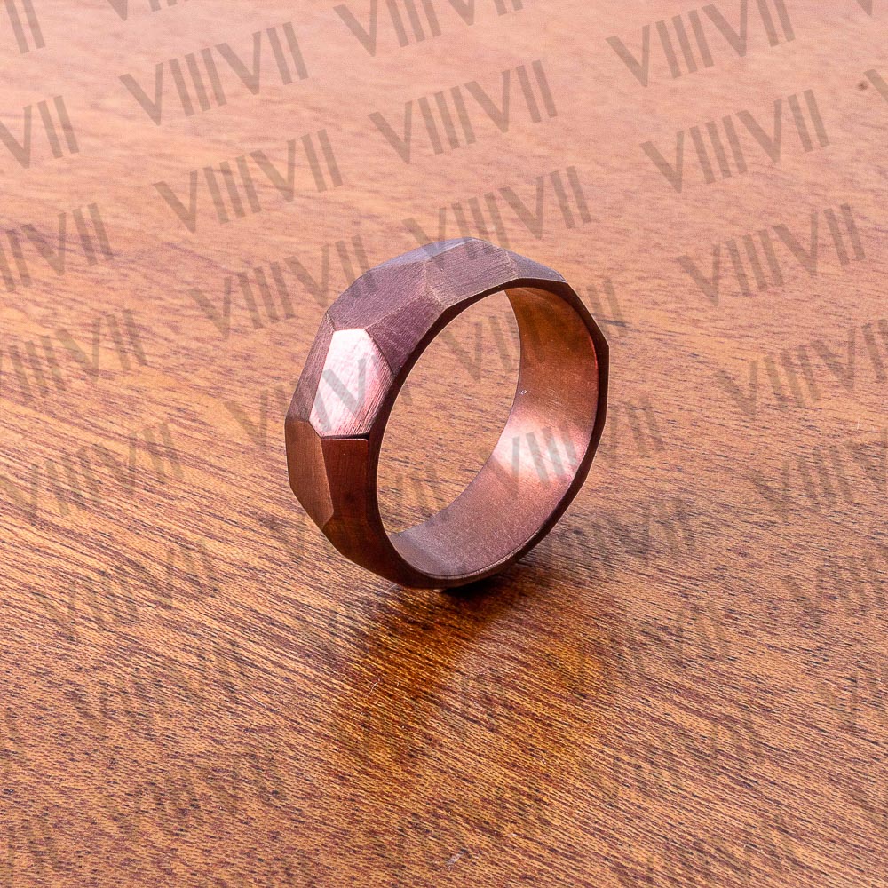 Men's steel ring carved from solid bar of steel & finished by Heat treating