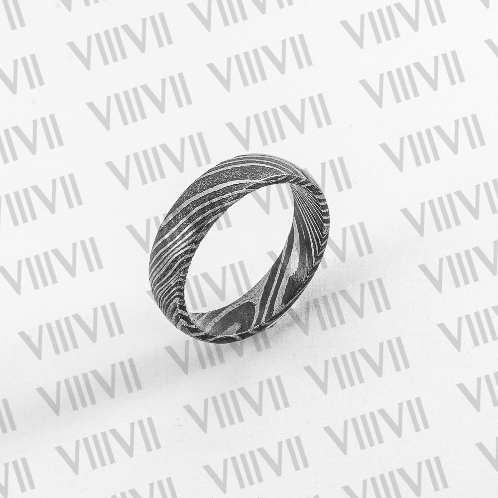 French style Damascus steel Ring with rosewood gift box