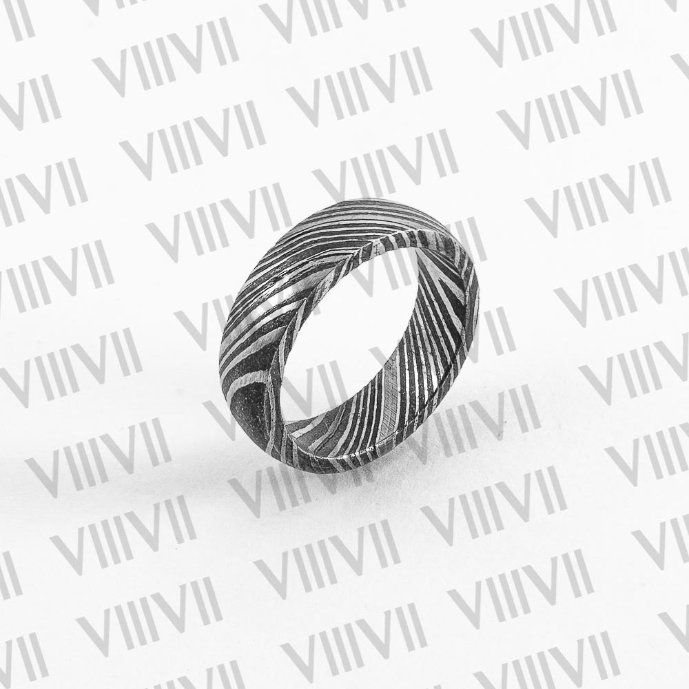French style Damascus steel Ring with rosewood gift box