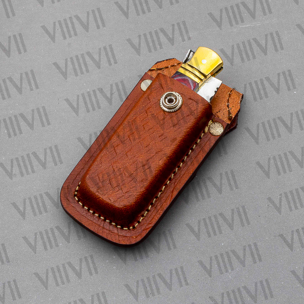 D2 Steel Folding Pocket Knife with Red Micarta Handle – Handmade Knife with Sheath, Square or Heart Gift Box