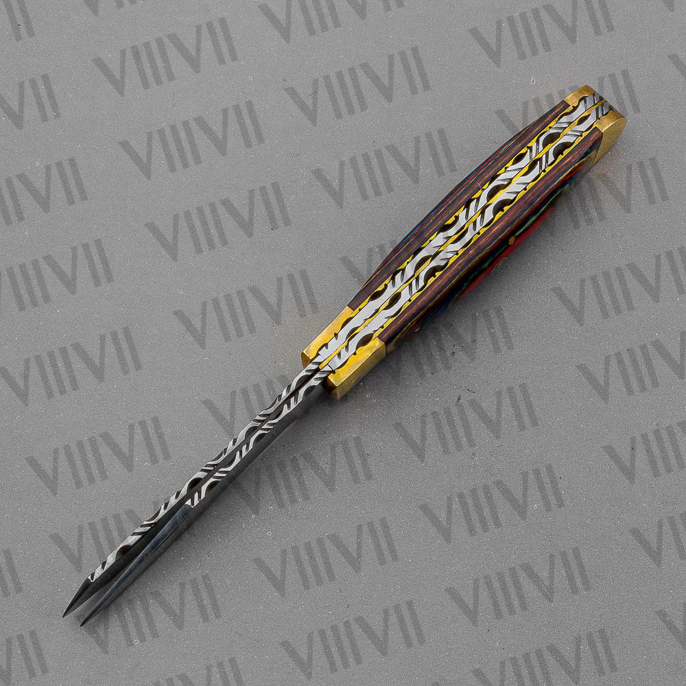 Double Blade Pocket Knife with Multi-Wood Handle | Trapper Folding Knife with Spey & Clip Point Blades – Gift Box or Leather Sheath Included