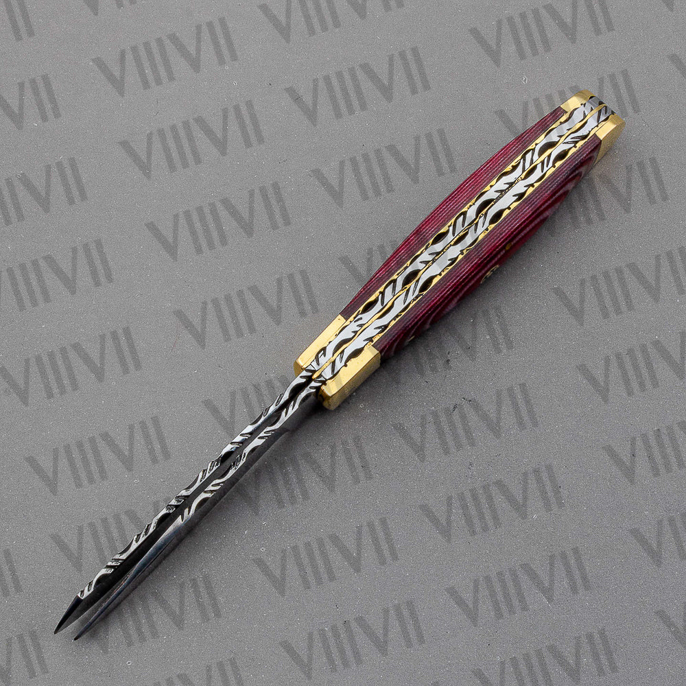 Double Blade Pocket Knife with Micarta Handle | Trapper Folding Knife with Clip & Spey Blades – Gift Box or Leather Sheath Option