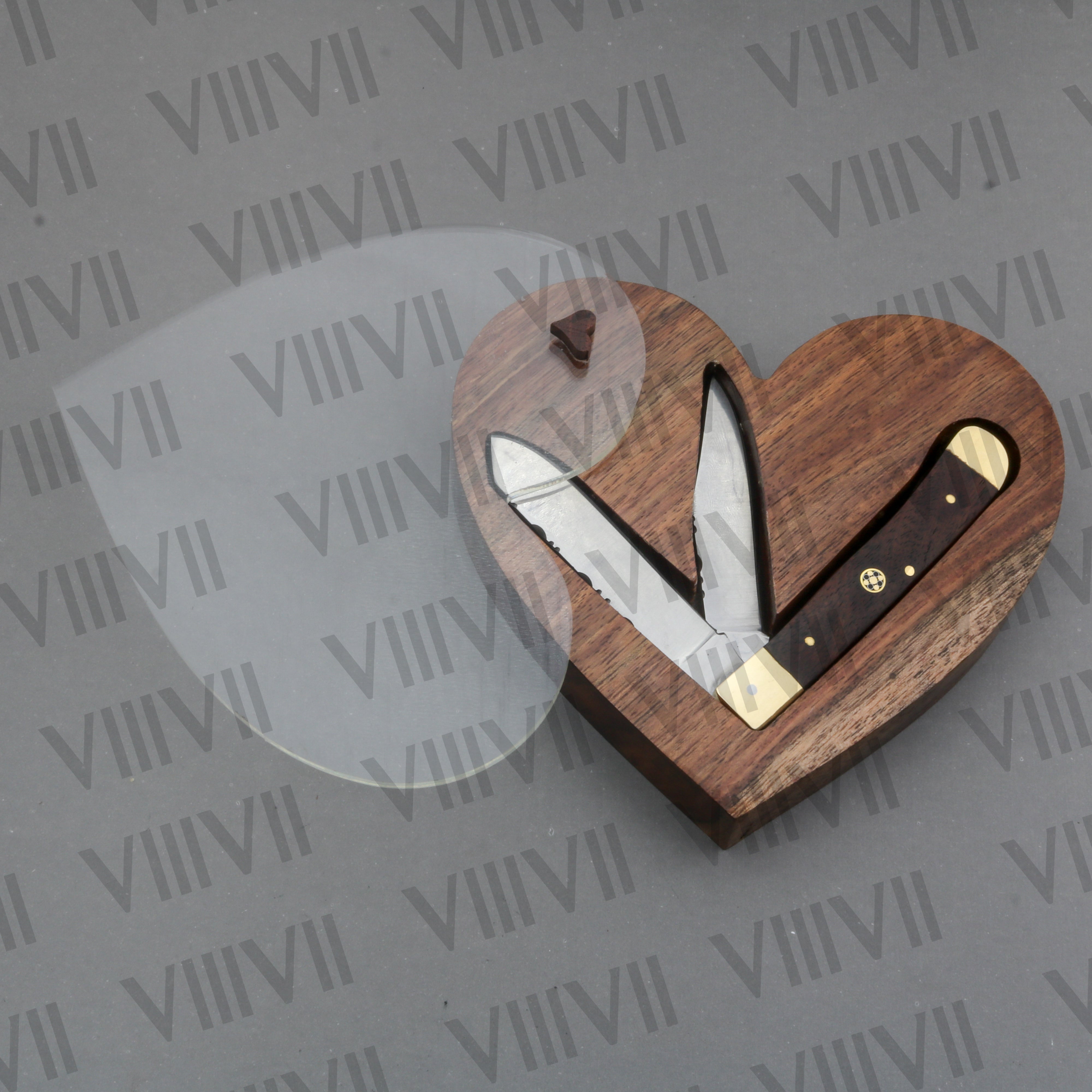 Double Blade Pocket Knife with Rosewood Handle | Trapper Folding Knife with Spey & Clip Point Blades – Gift Box or Leather Sheath