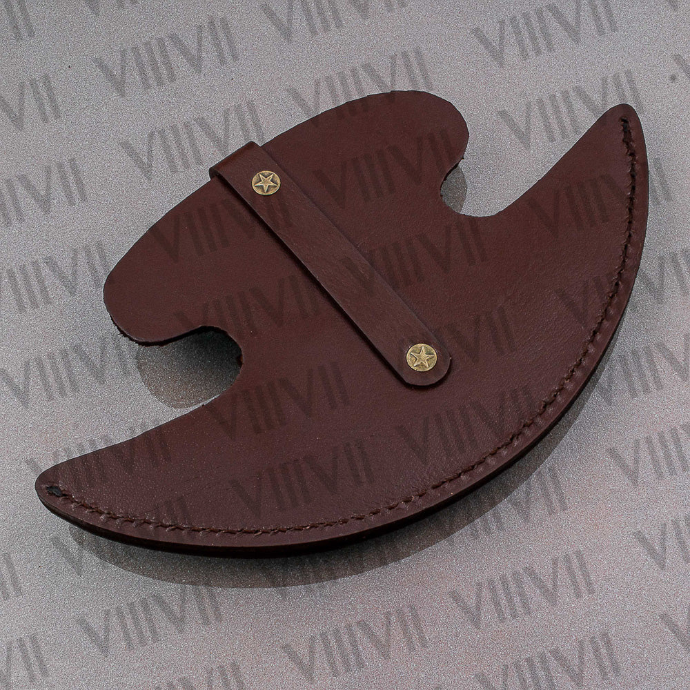 Pizza Knife, Alaskan Ulu Knife Forged from Damascus Steel with Pink Wood Handle – Unique Kitchen Tool & Gift