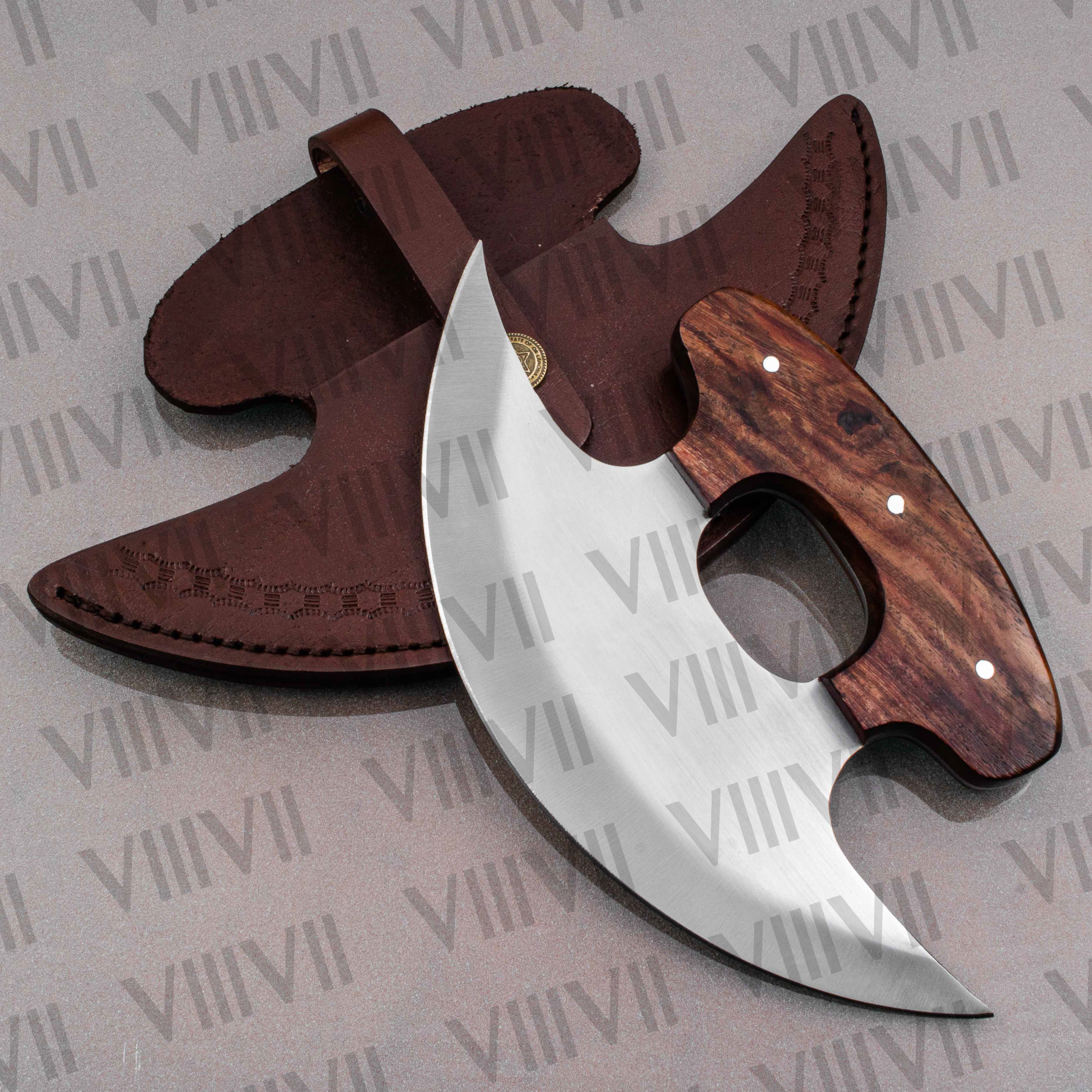 Handcrafted Ulu Knife with Stainless Steel Blade & Rosewood Handle – Unique Kitchen Tool