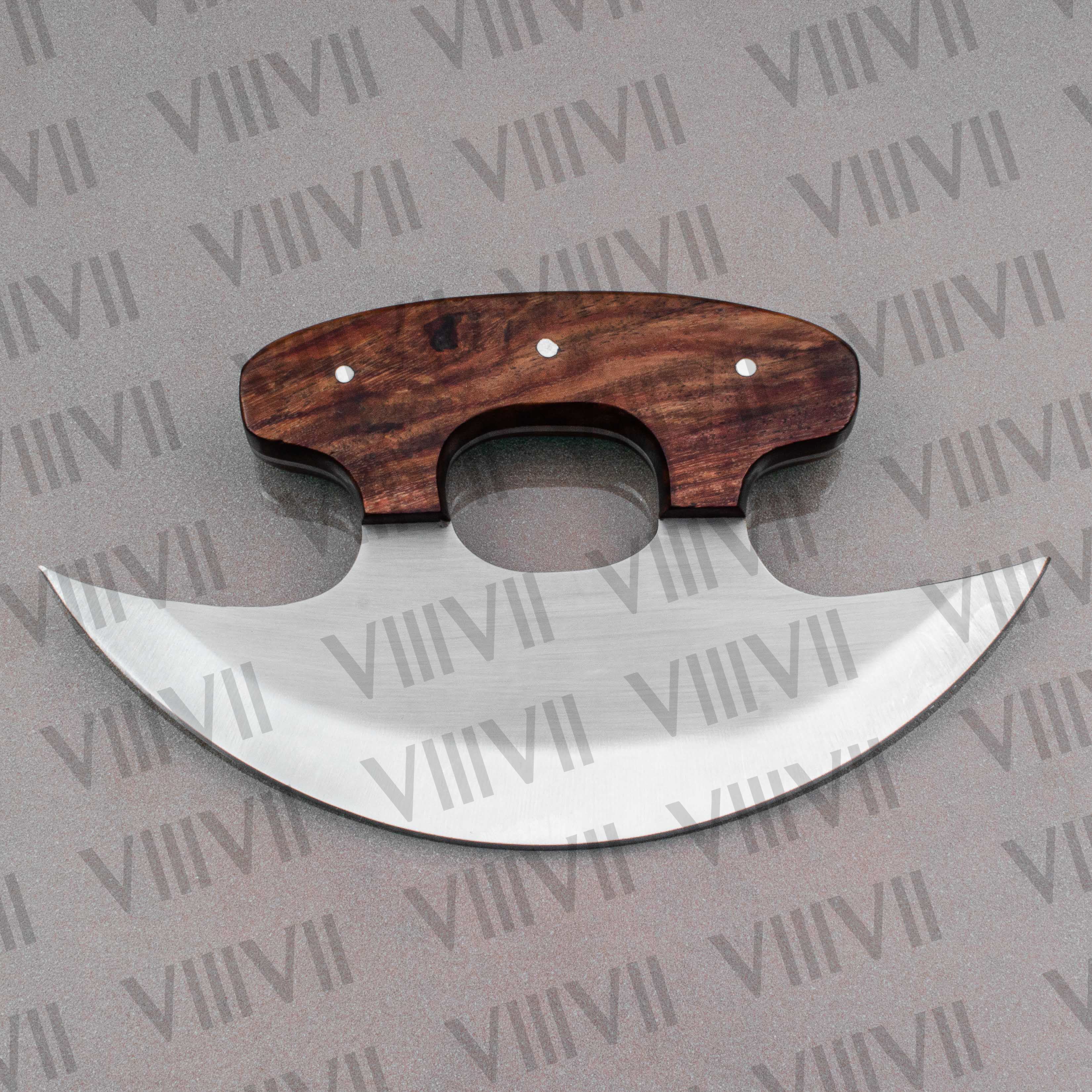 Handcrafted Ulu Knife with Stainless Steel Blade & Rosewood Handle – Unique Kitchen Tool