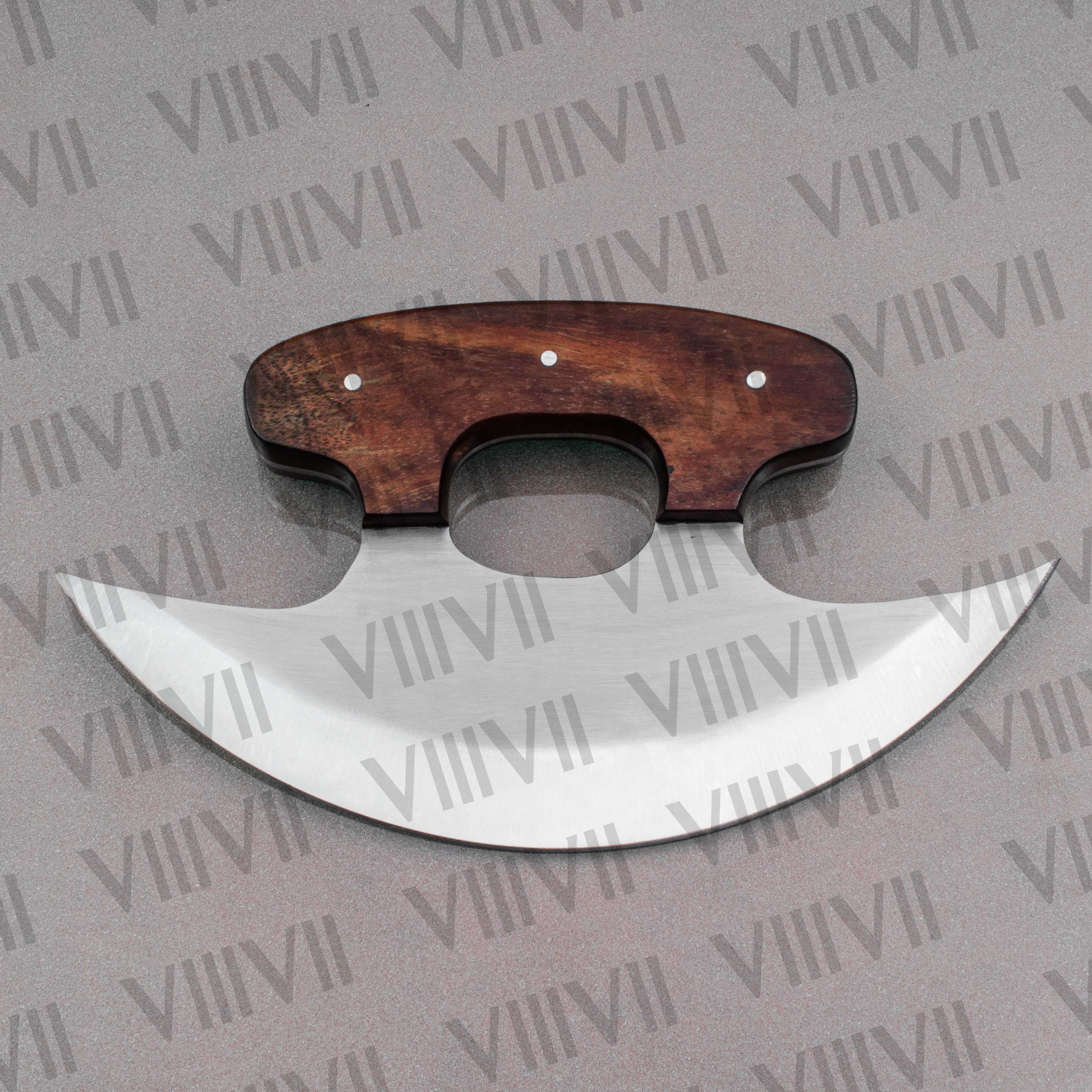 Handcrafted Ulu Knife with Stainless Steel Blade & Rosewood Handle – Unique Kitchen Tool