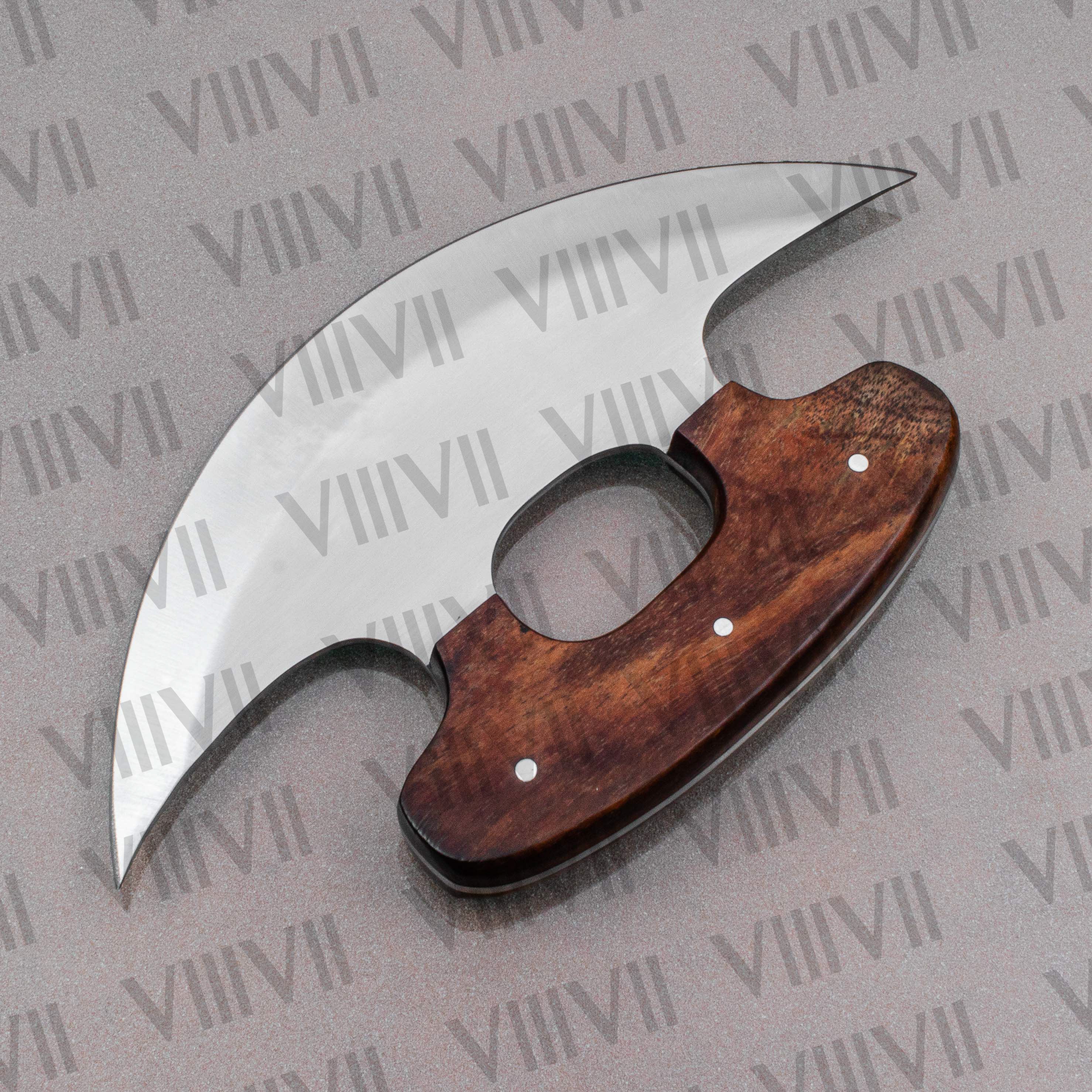 Handcrafted Ulu Knife with Stainless Steel Blade & Rosewood Handle – Unique Kitchen Tool