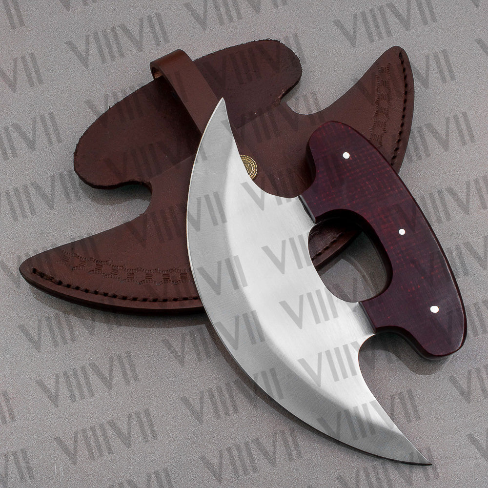 Handcrafted Ulu Knife with Stainless Steel Blade & Micarta Handle – Durable Kitchen Tool