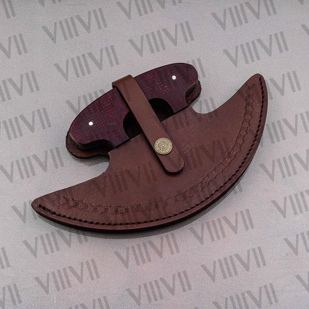 Handcrafted Ulu Knife with Stainless Steel Blade & Micarta Handle – Durable Kitchen Tool