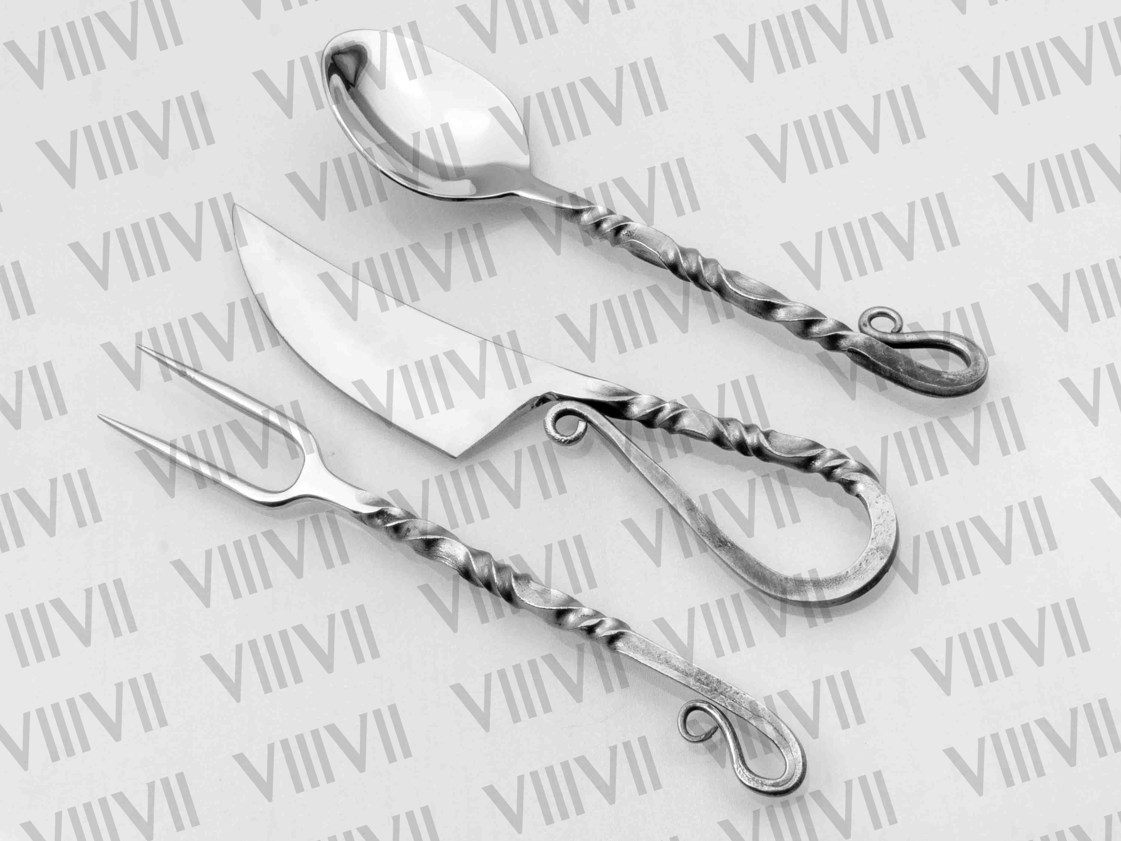 Viking Cutlery set Double twist handle Mirror Polished