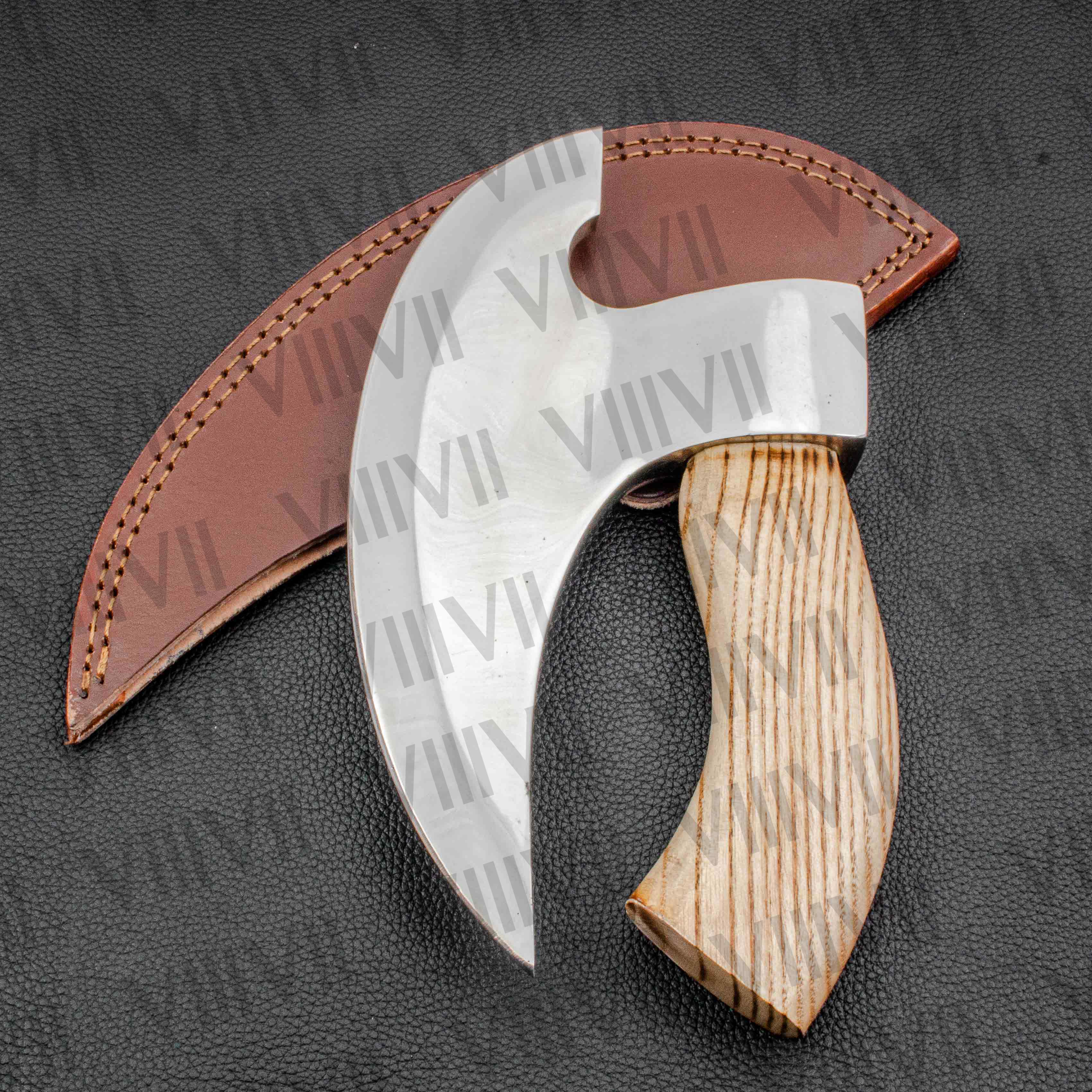 Viking Pizza Axe hand forged from food grade Japanese Steel and Ash wood handle