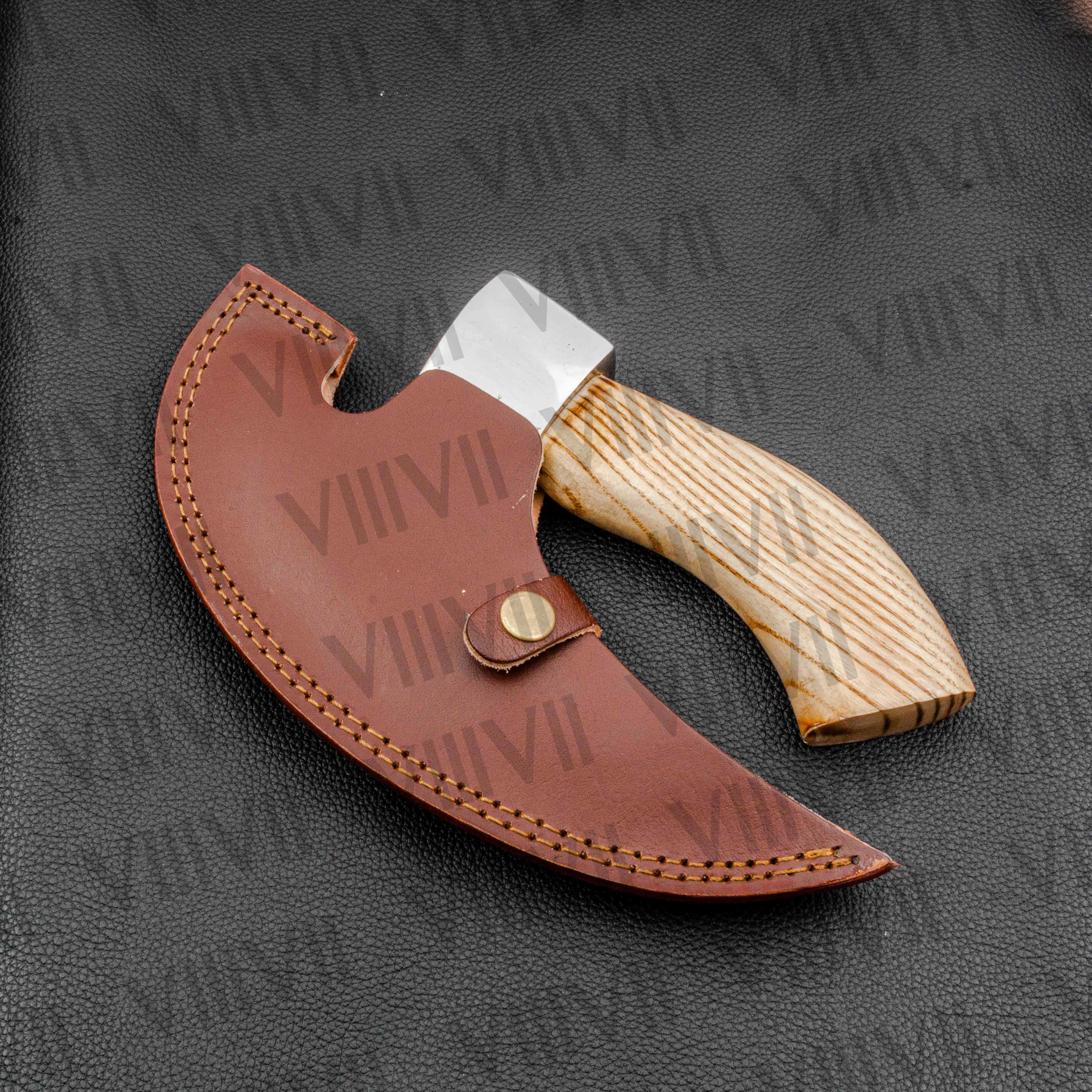 Viking Pizza Axe hand forged from food grade Japanese Steel and Ash wood handle