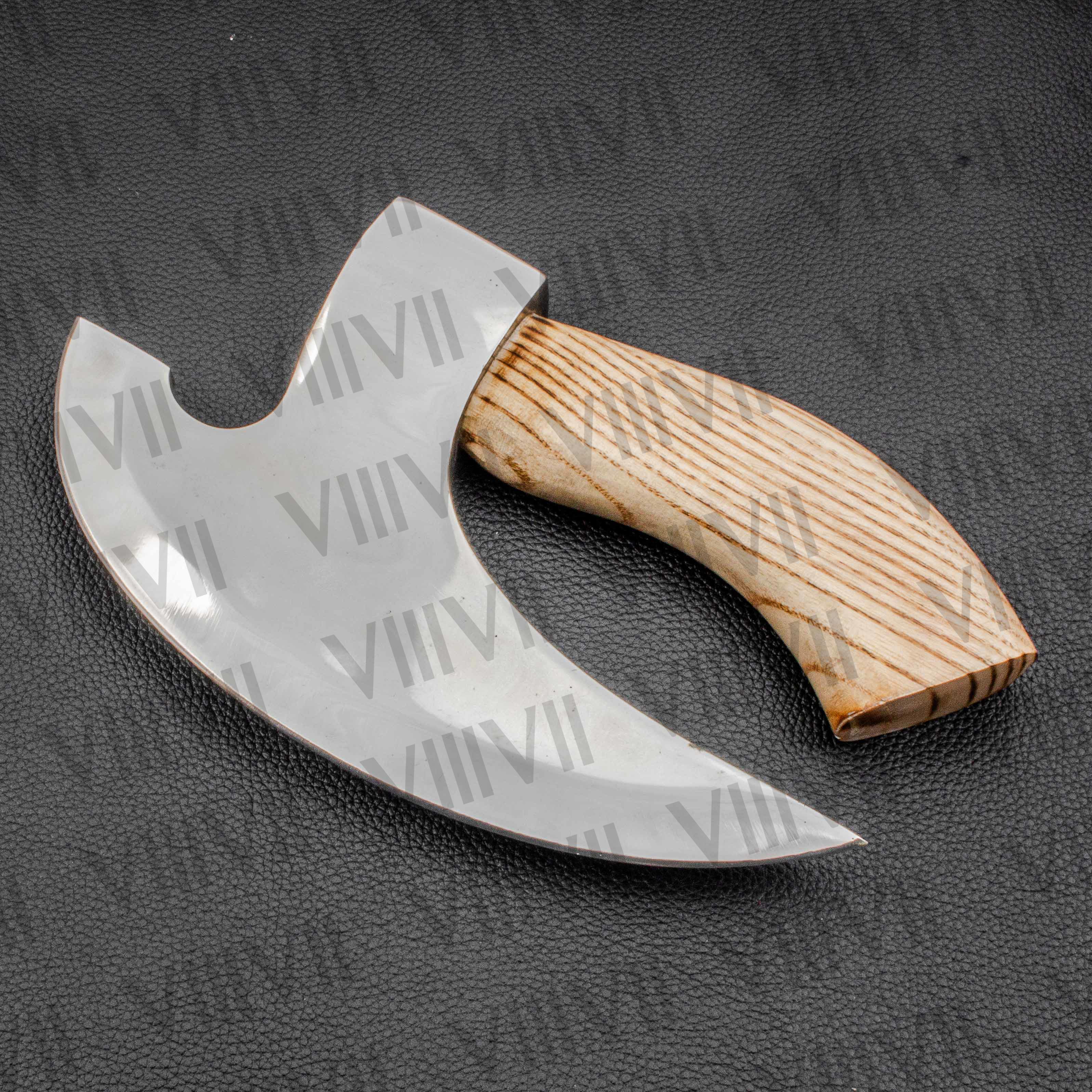 Viking Pizza Axe hand forged from food grade Japanese Steel and Ash wood handle