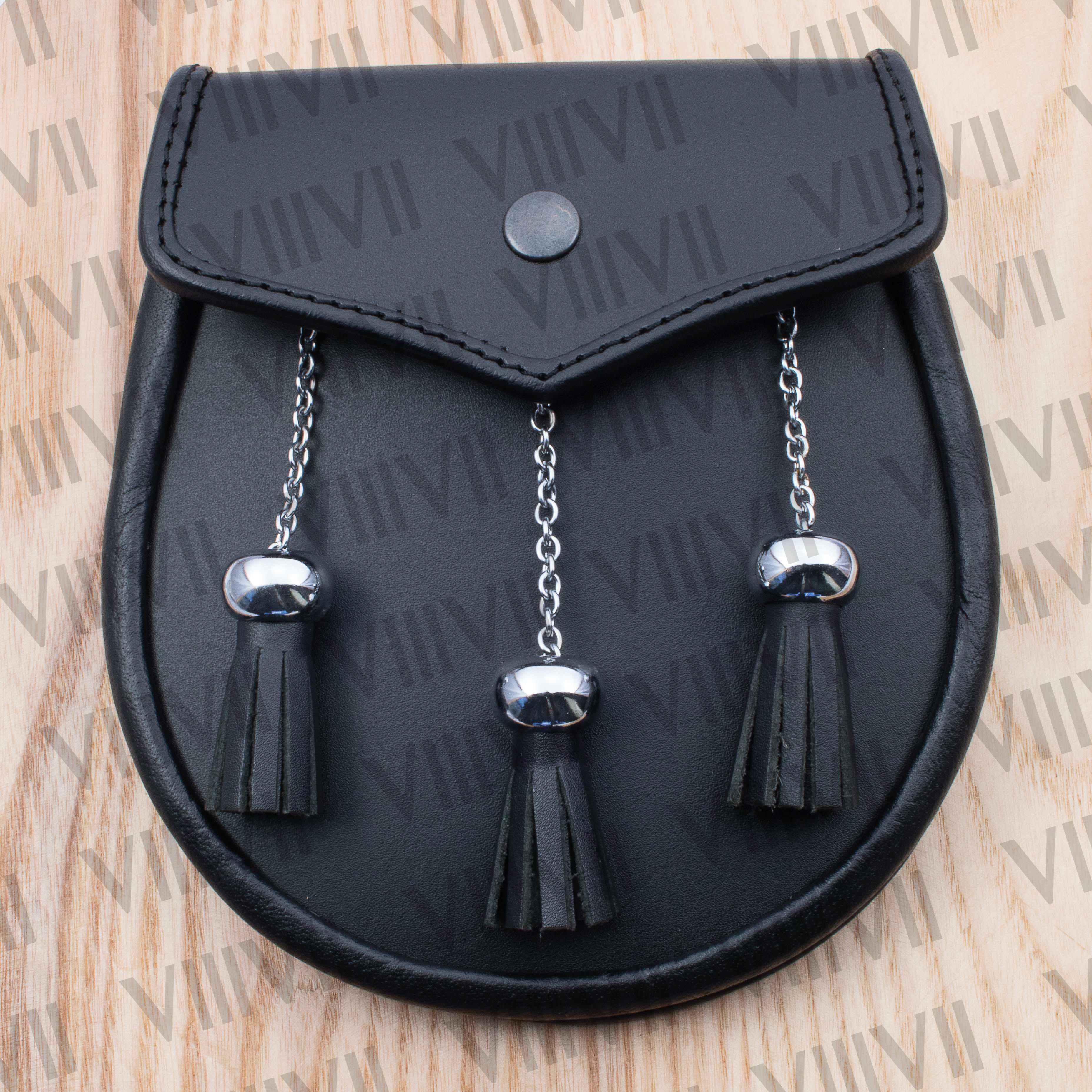 Sporran Handmade from Genuine Leather with Premium Chain Tassels Perfect for Highland Games, Scottish Weddings and Parades