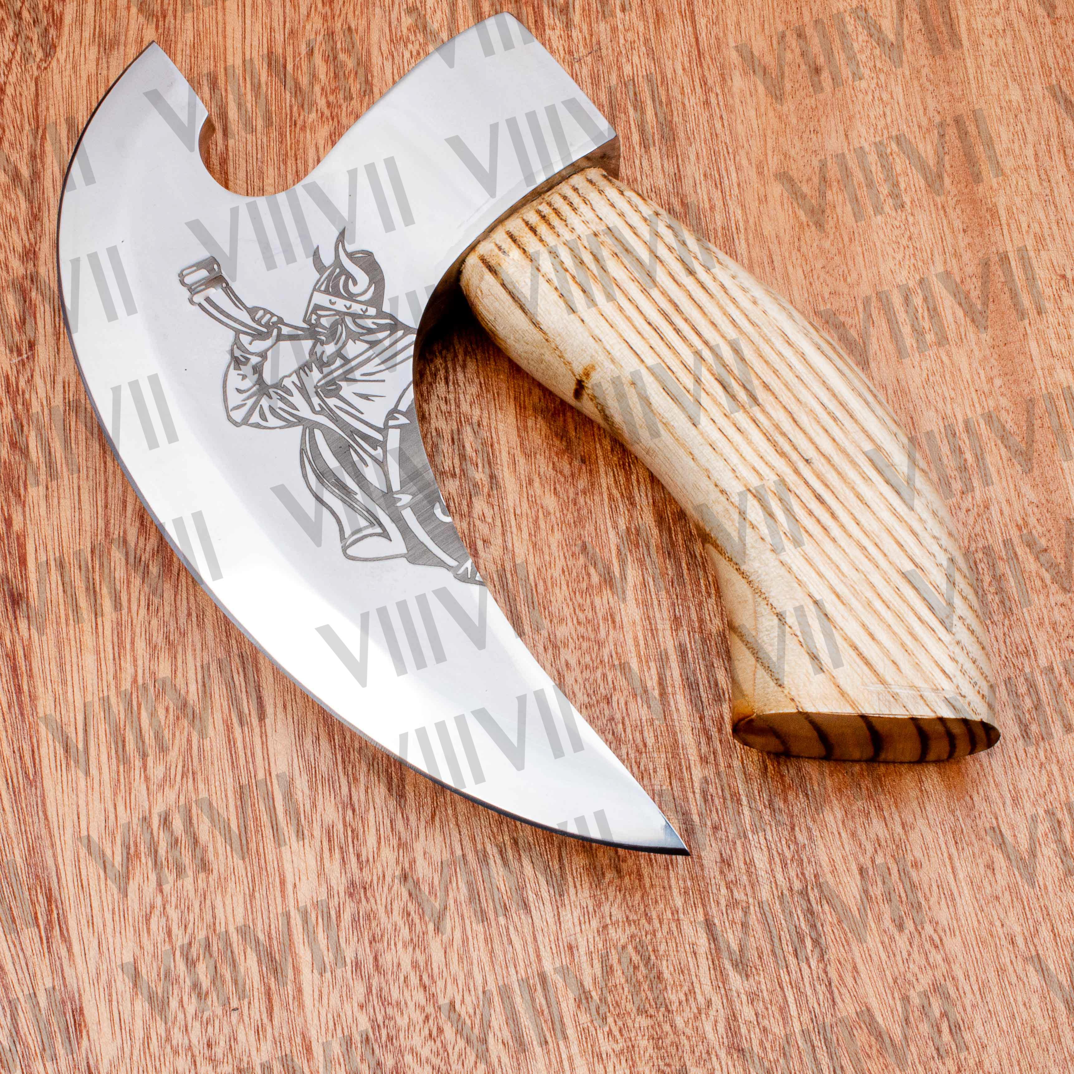 Viking blow horn viking pizza axe hand forged pizza slicer custom engraved ash wood handle top seller camping axe kitchen axe