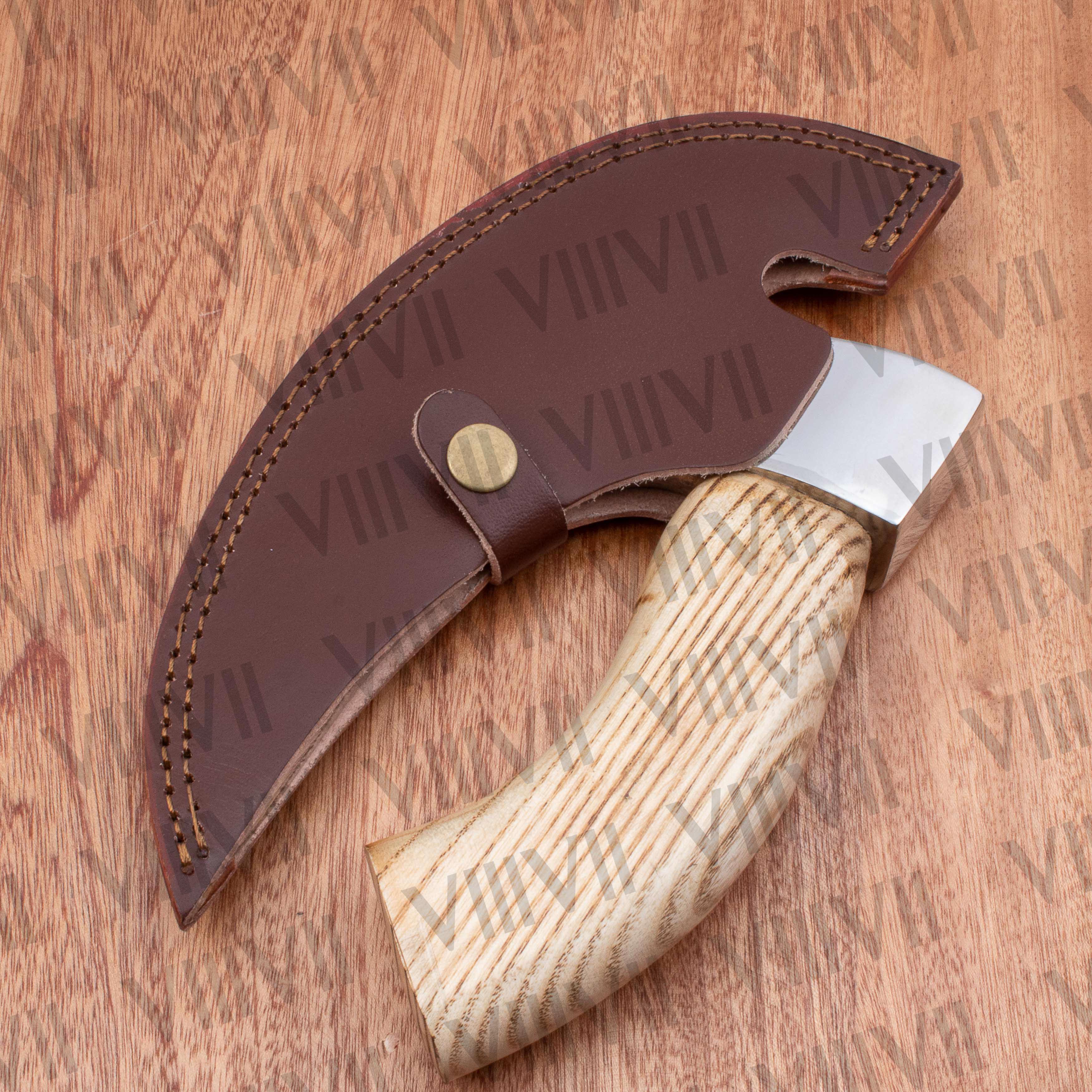 Viking blow horn viking pizza axe hand forged pizza slicer custom engraved ash wood handle top seller camping axe kitchen axe