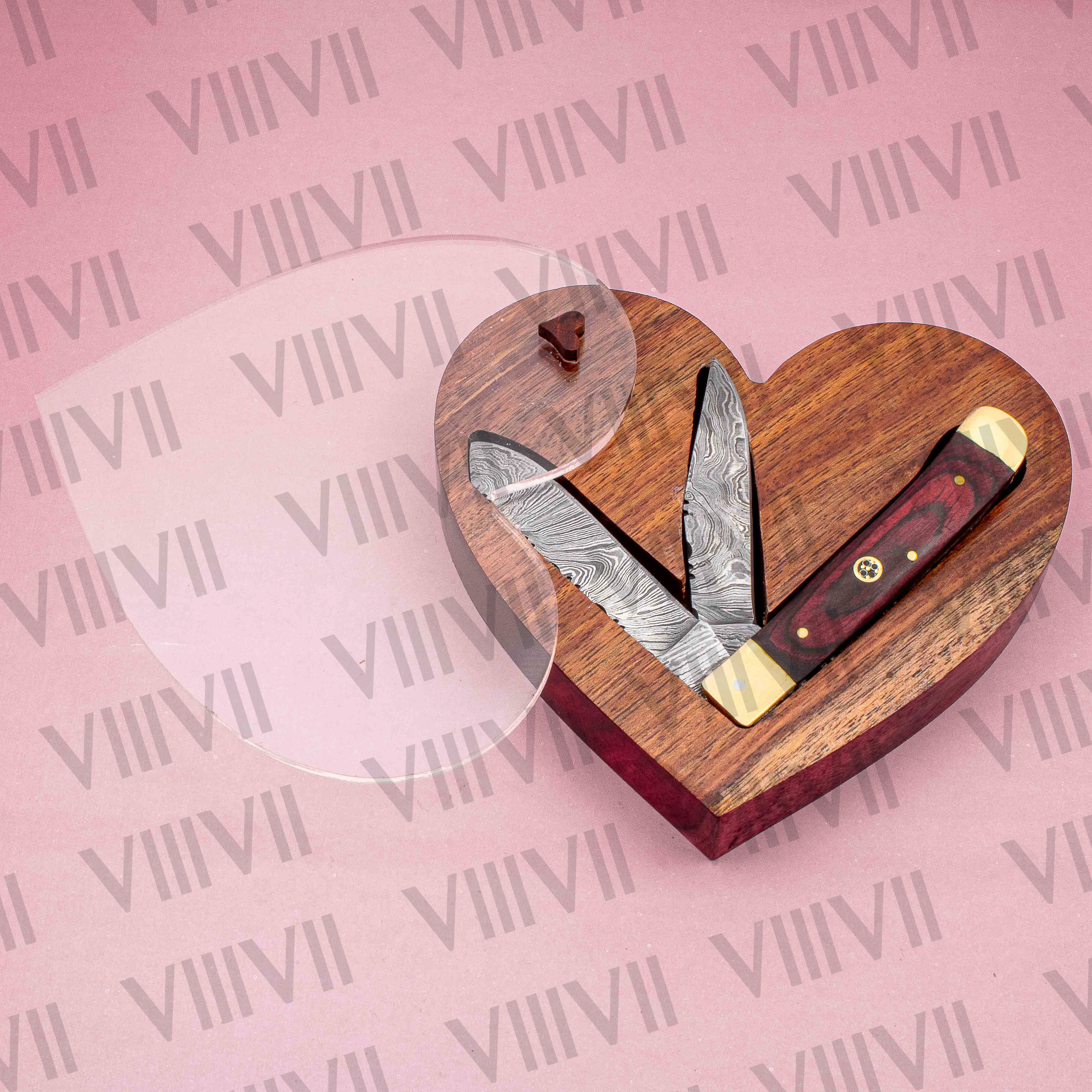 Double Blade Damascus Pocket Knife with Pakka Wood Handle | Trapper Folding Knife with Clip & Spey Blades – Leather Sheath or Gift Box