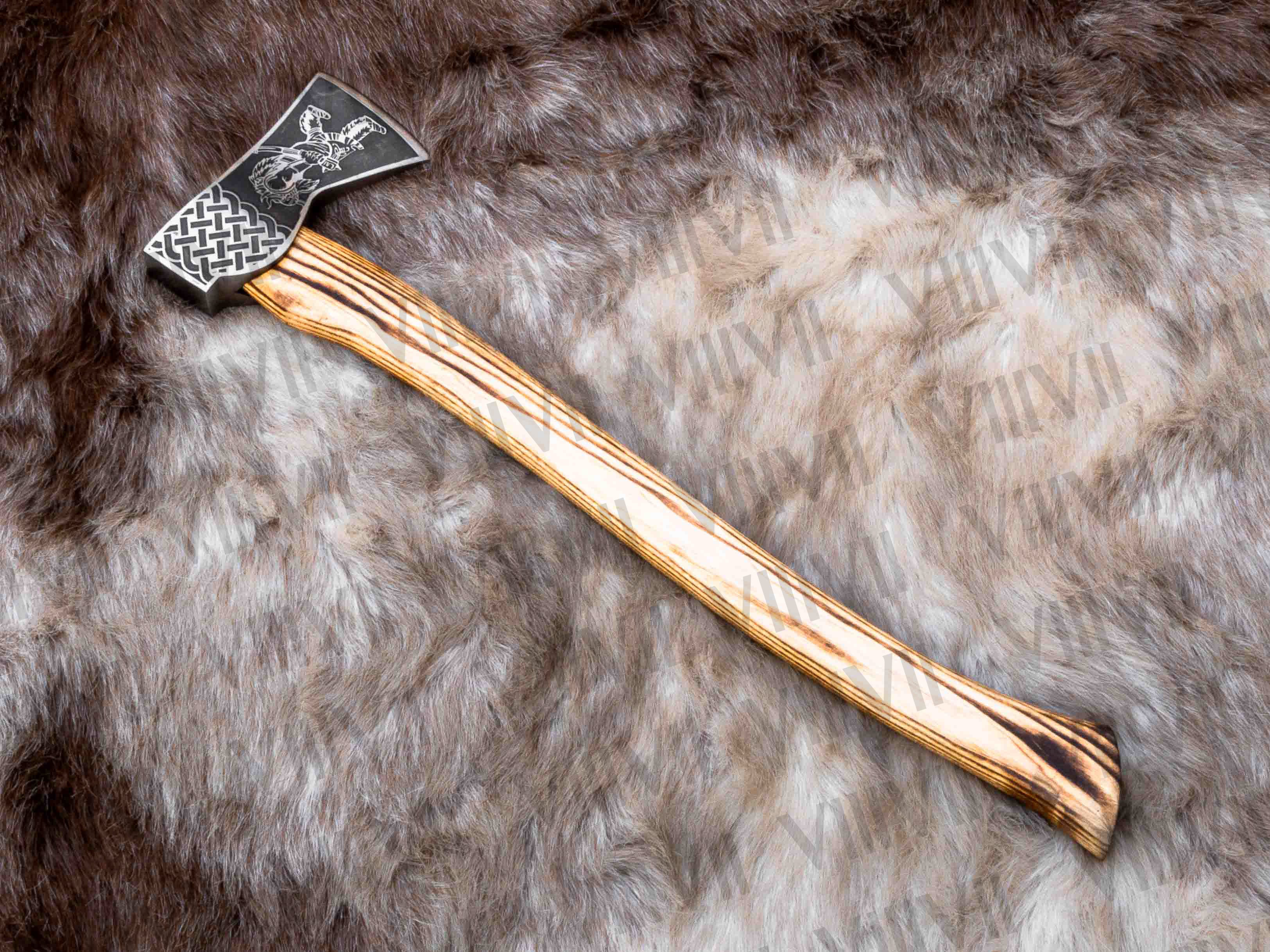 Custom Viking Axe with Etched Blade | Ash Wood Handle | Personalized Norse Gift for Him