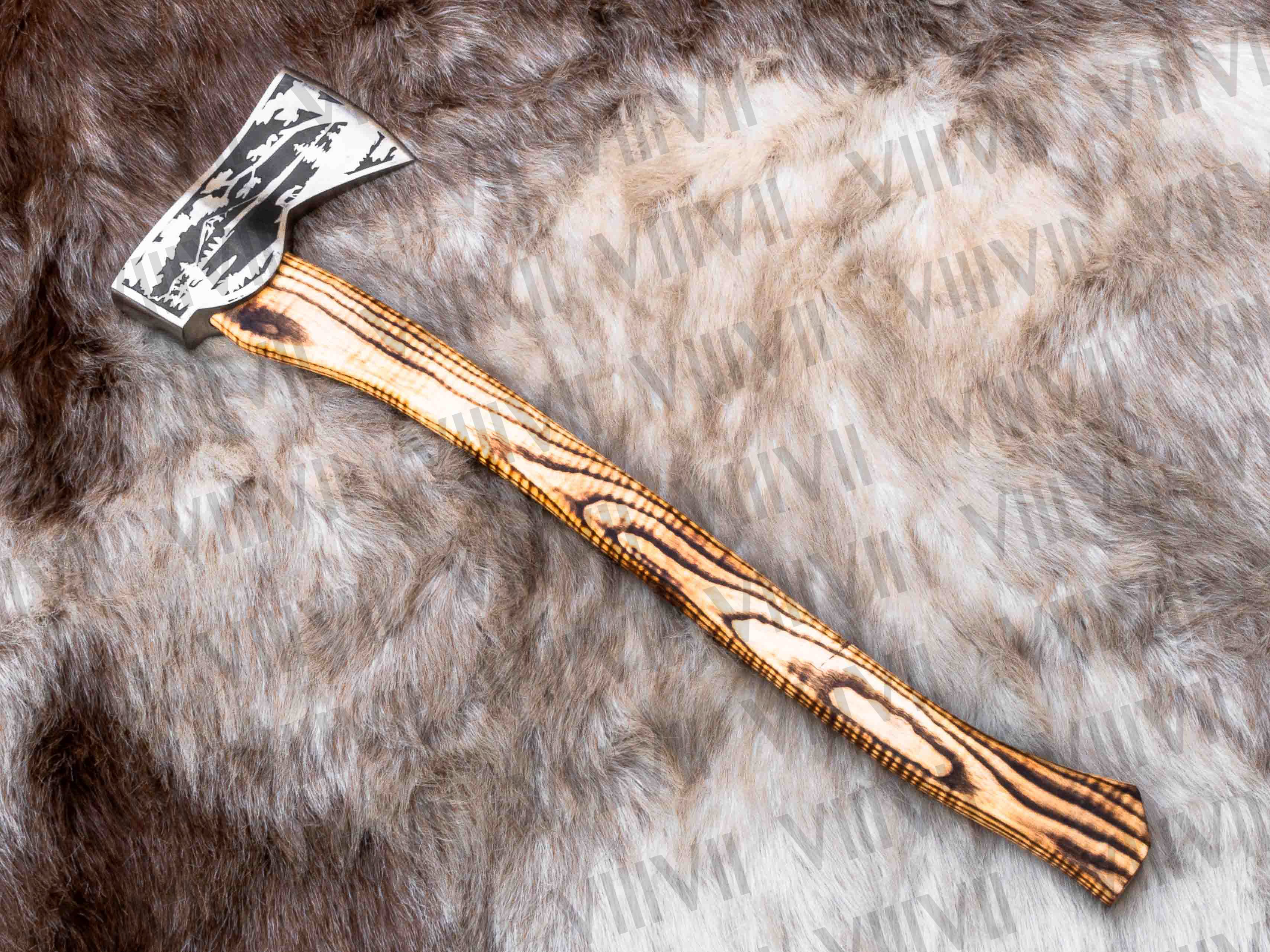 Custom Viking Axe with Etched Blade | Ash Wood Shaft | Personalized Norse Gift for Him