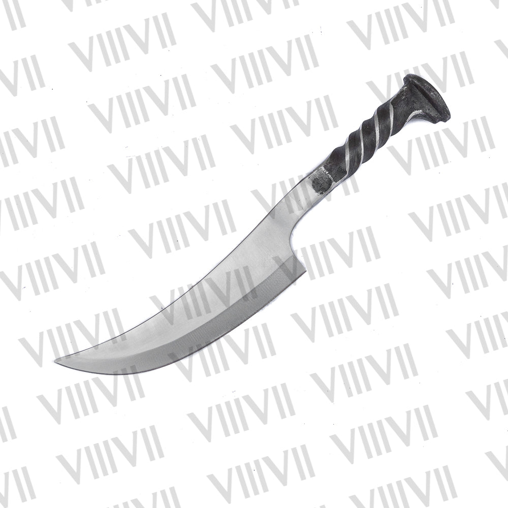 Hand Forged Railroad Spike Knife | Double Twisted Handle with Leather Sheath | Unique Handmade Gift