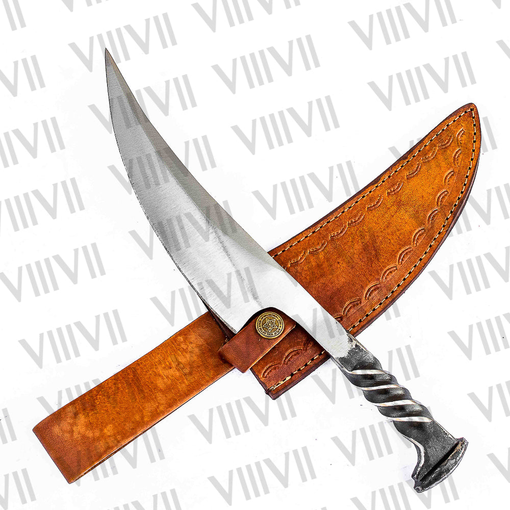 Hand Forged Railroad Spike Knife Twisted Handle Design Unique Handmade Gift for Him