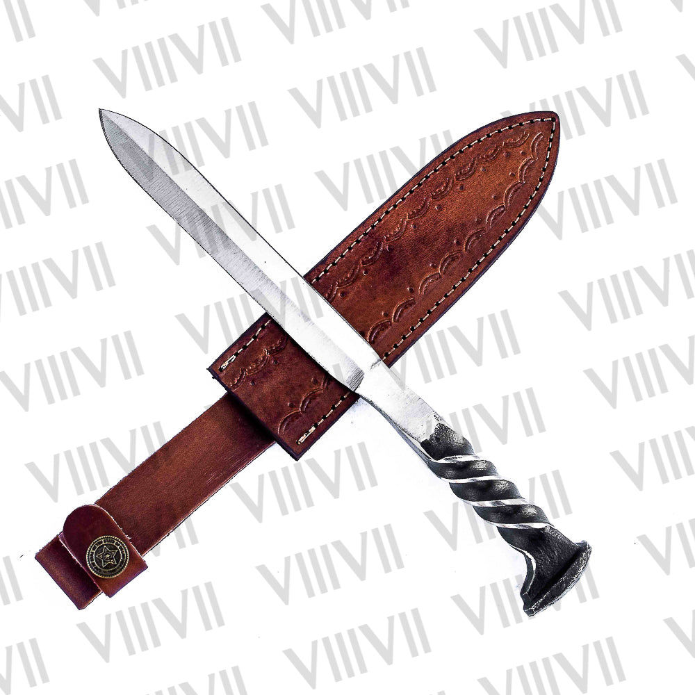 Hand Forged Railroad Spike Letter Opener  Twisted Handle with Leather Sheath Unique Desk Gift