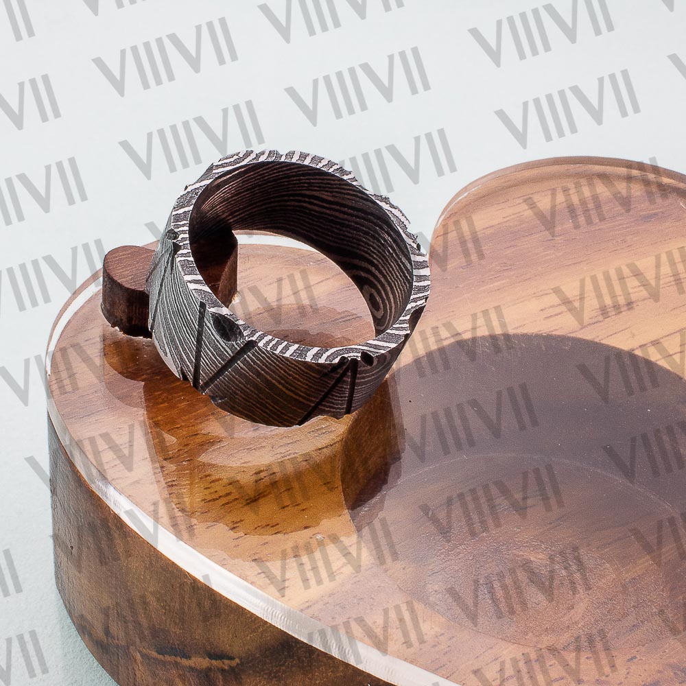 Damascus steel Celtic ring with rosewood gift box, Men's Ring.