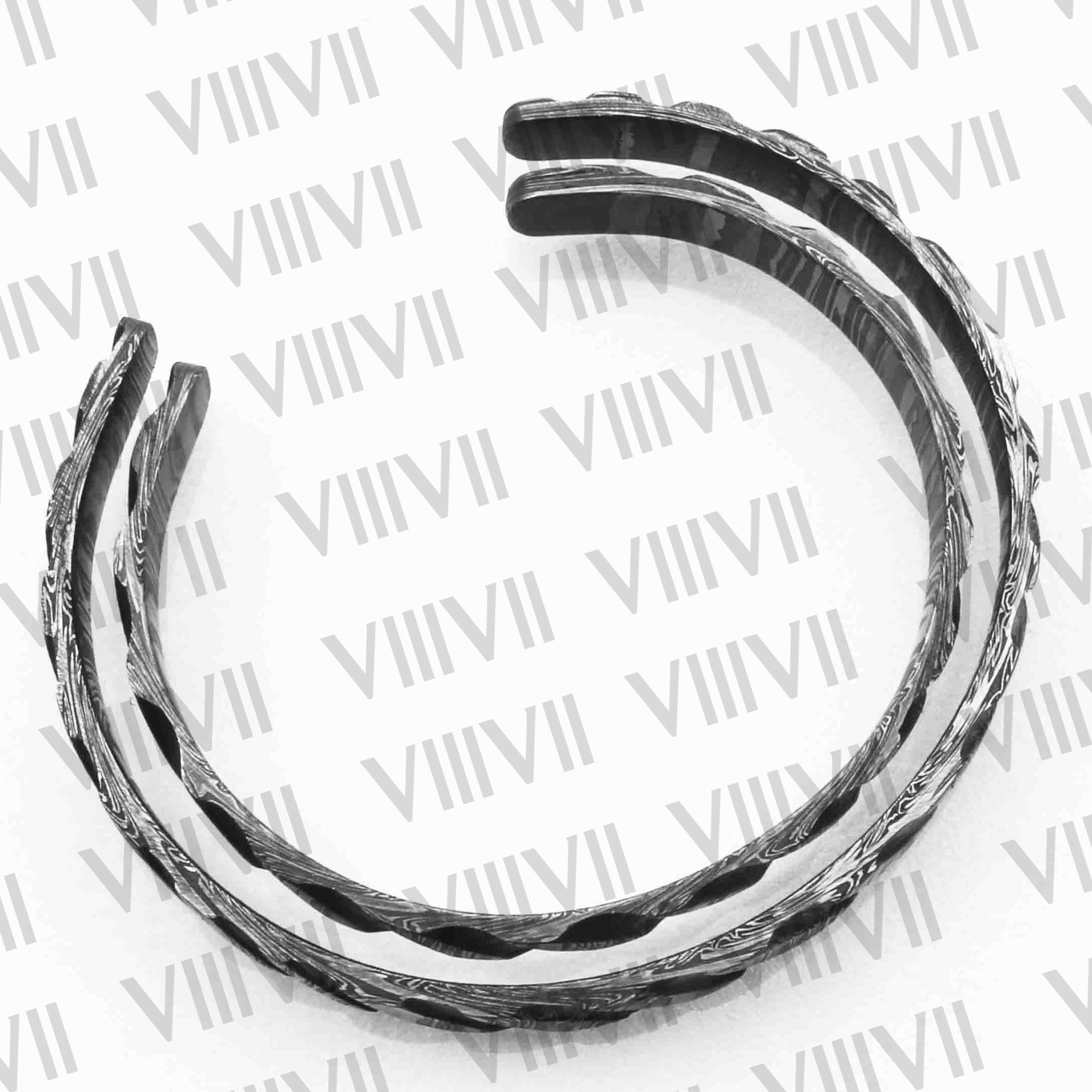 Damascus steel Cuff for men with rosewood heart gift box