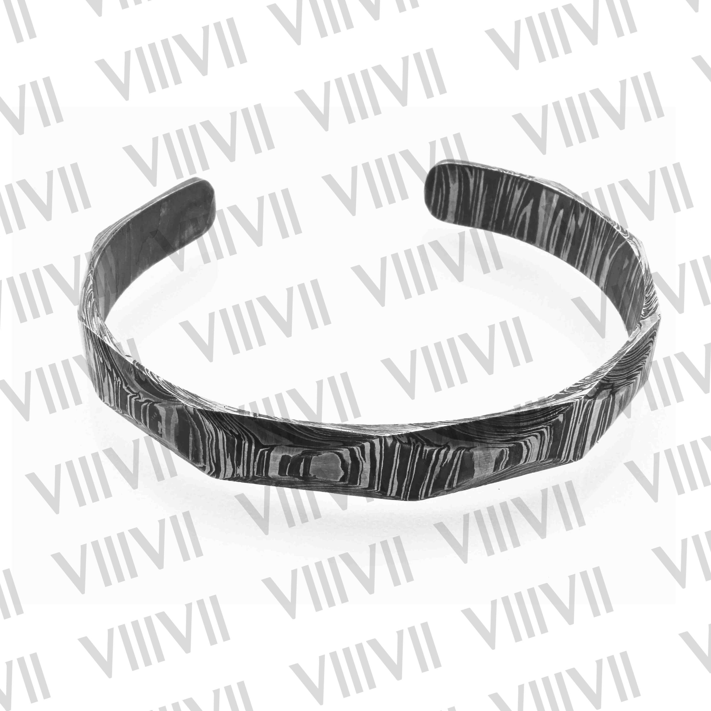 Damascus steel Cuff for men with rosewood heart gift box