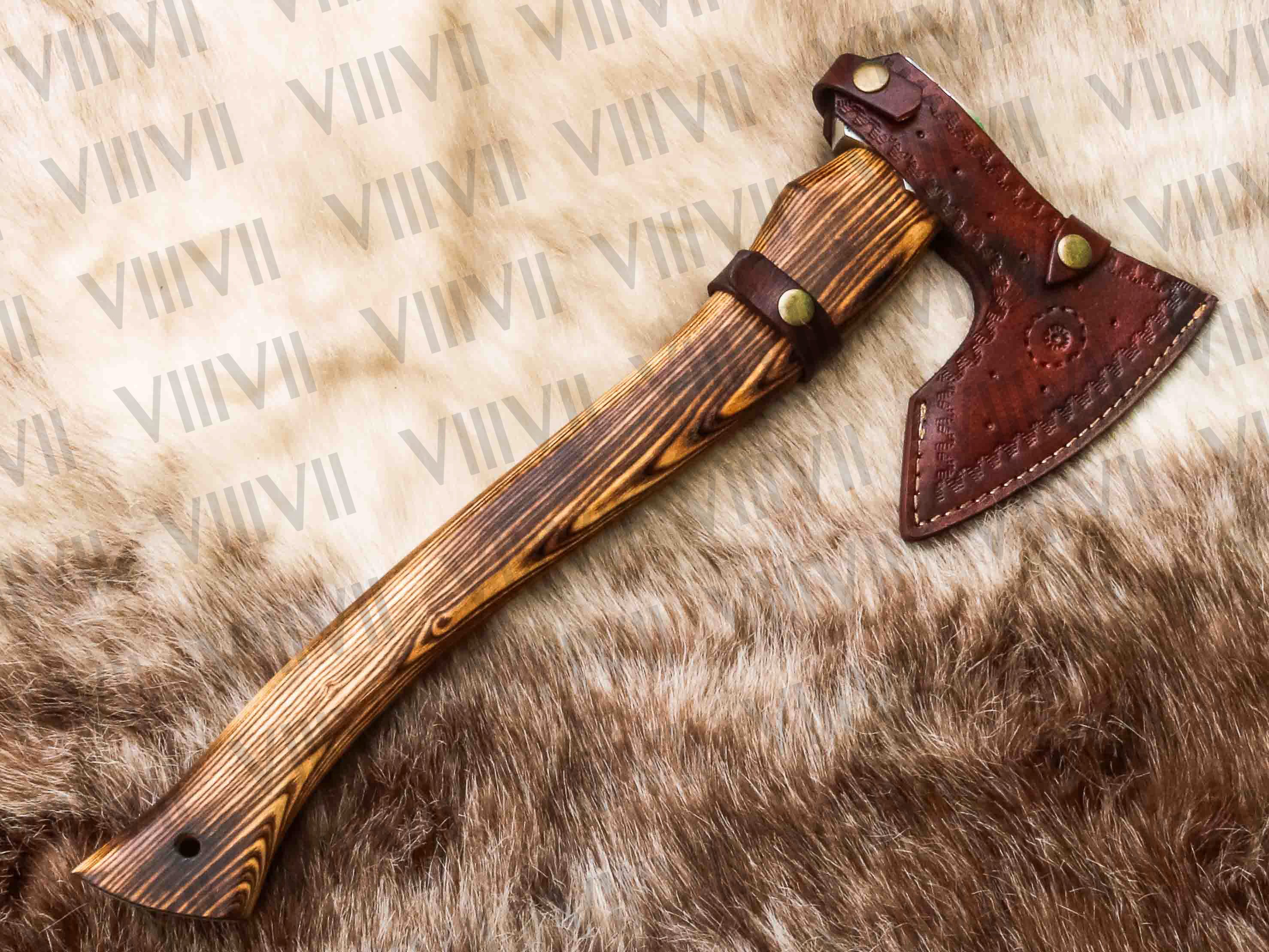 Viking Axe with Etched Blade | Ash Wood Handle | Handcrafted Norse Gift for Him