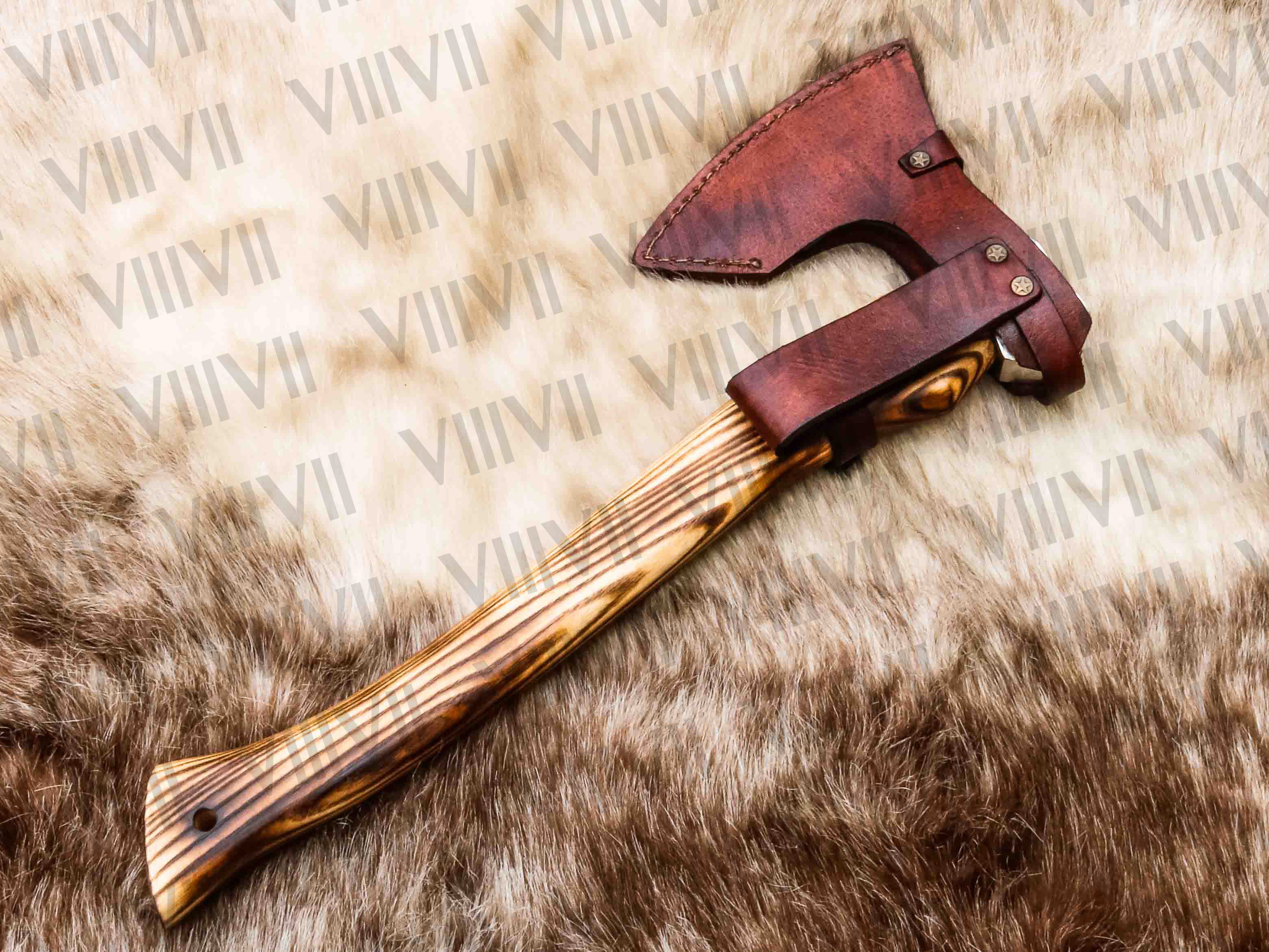 Viking Axe with Etched Blade | Ash Wood Handle | Handcrafted Norse Gift for Him