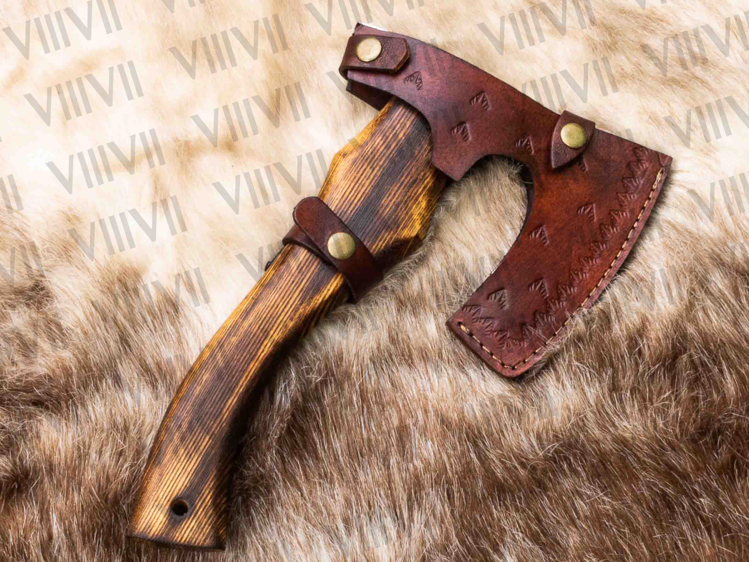 Viking Axe with Etched Blade | Ash Wood Shaft | Handcrafted Norse-Inspired Gift for Him